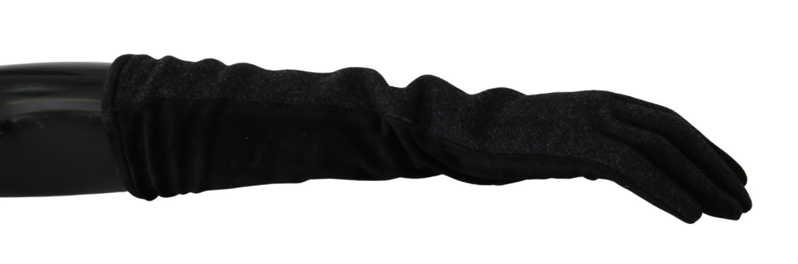 Dolce & Gabbana Schwarze graue Handschuhe mittlerer Armlänge Wollhandschuhe