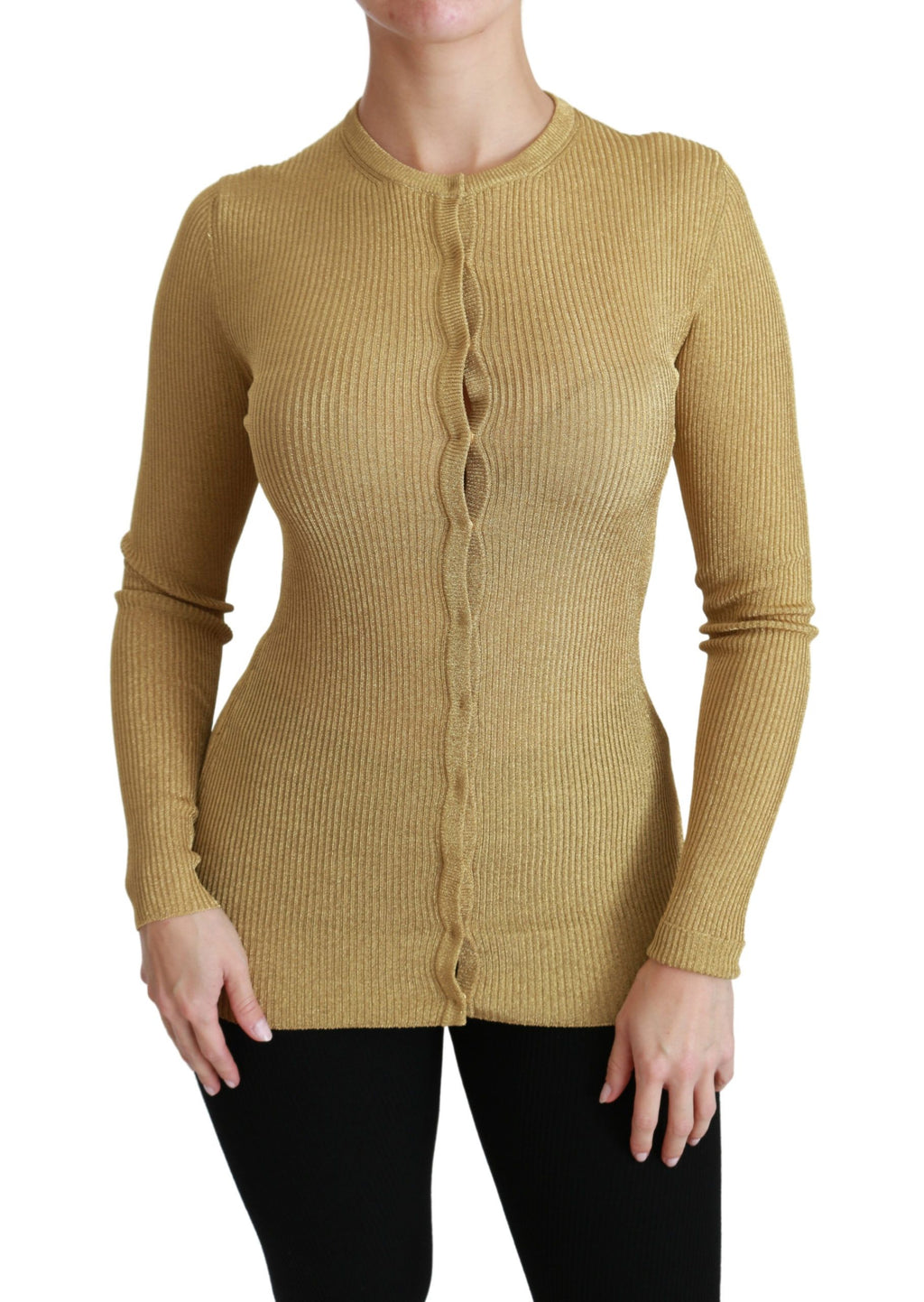 Dolce & Gabbana Gold Langarm Strickjacke Viskose Pullover