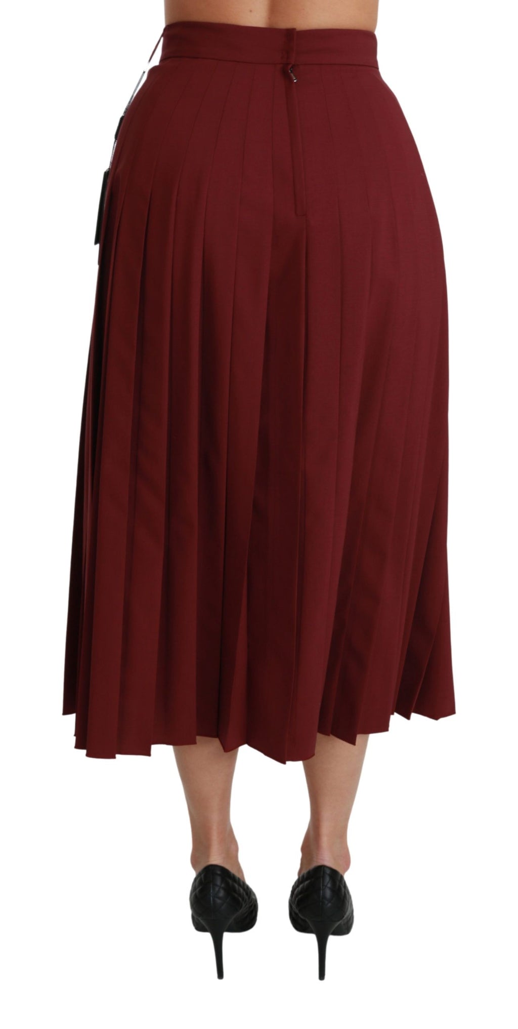 Dolce & Gabbana Roter Maxirock mit hoher Taille und Plissee aus Wolle