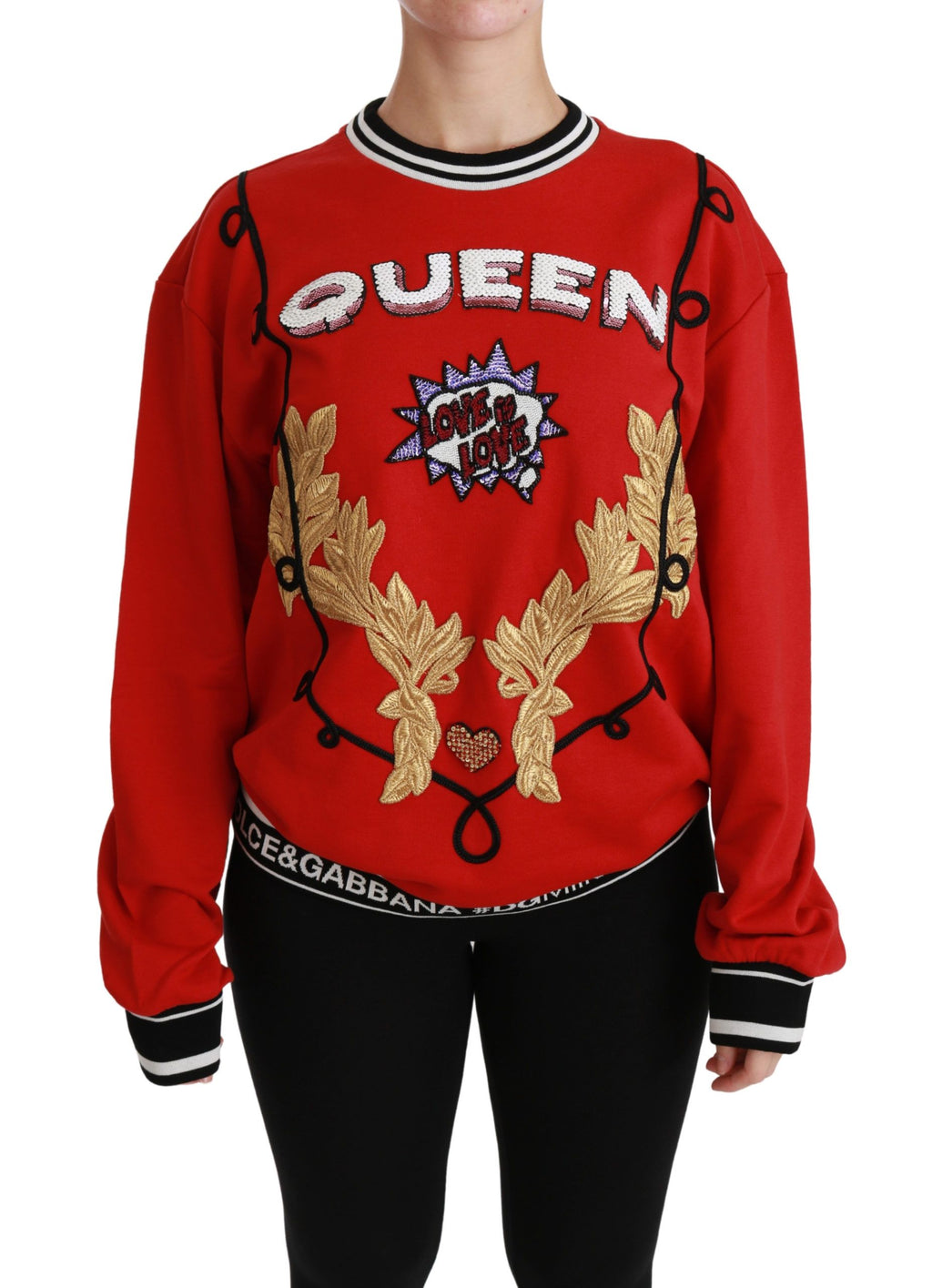 Dolce & Gabbana Red Queen Pailletten Pullover Love Pullover