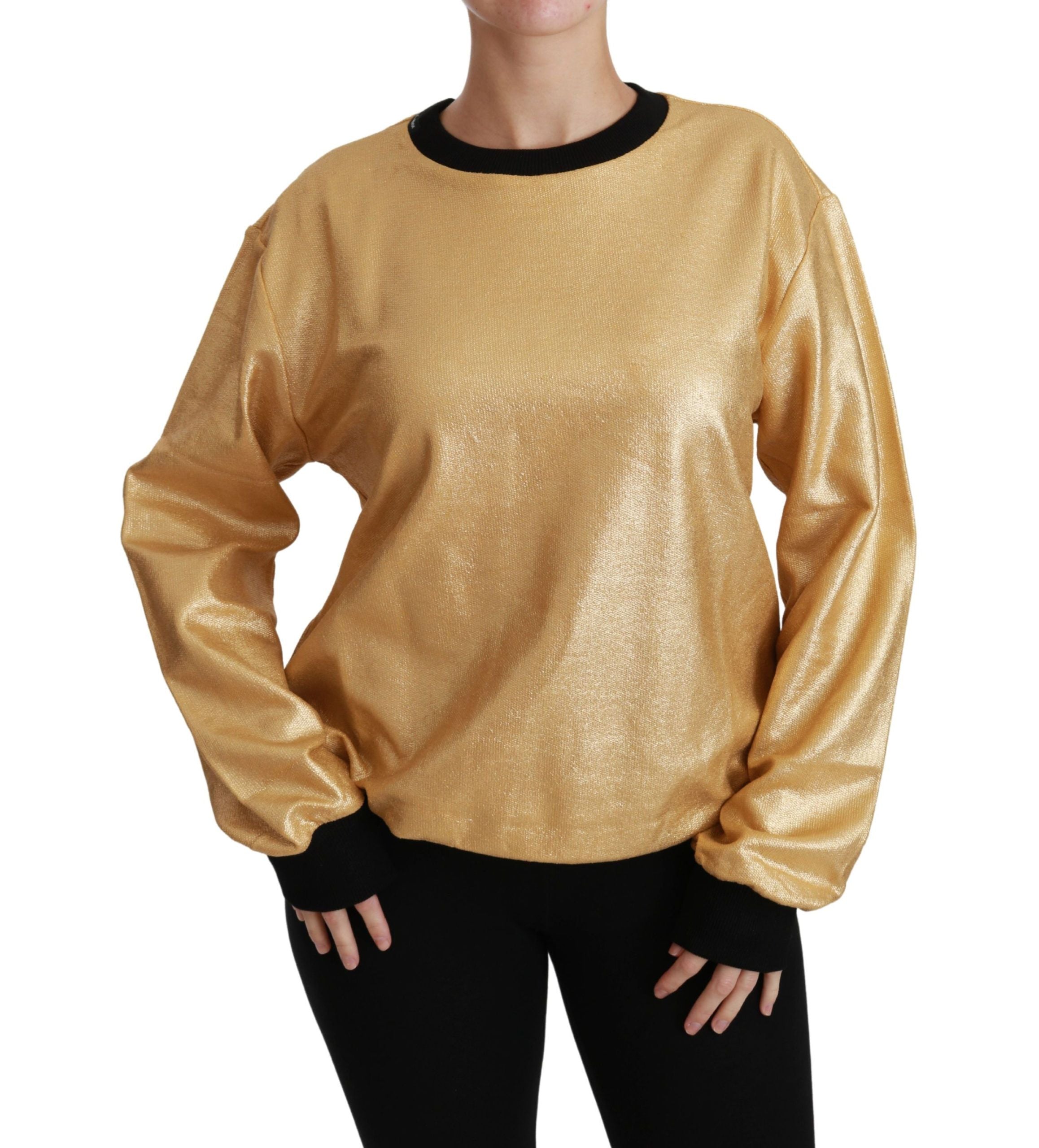 Dolce & Gabbana Pullover aus Baumwolle mit Rundhalsausschnitt in Gold