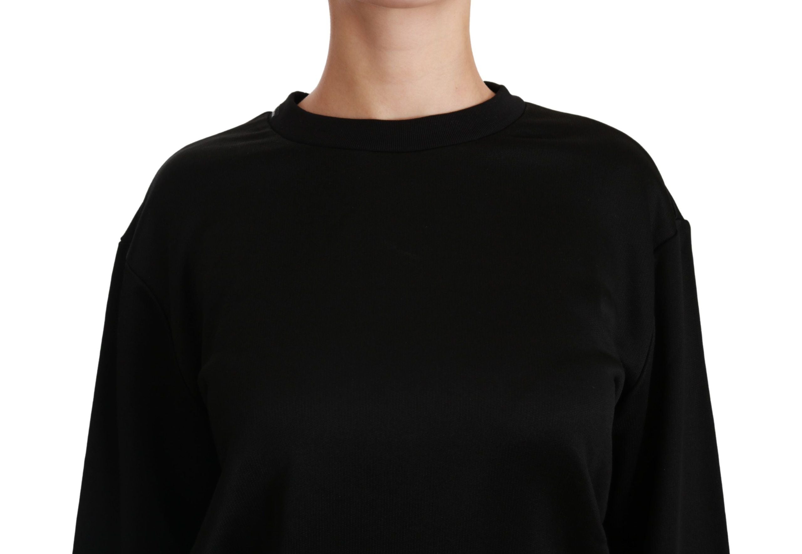 Dolce & Gabbana Schwarzer Pullover aus Baumwolle mit Rundhalsausschnitt