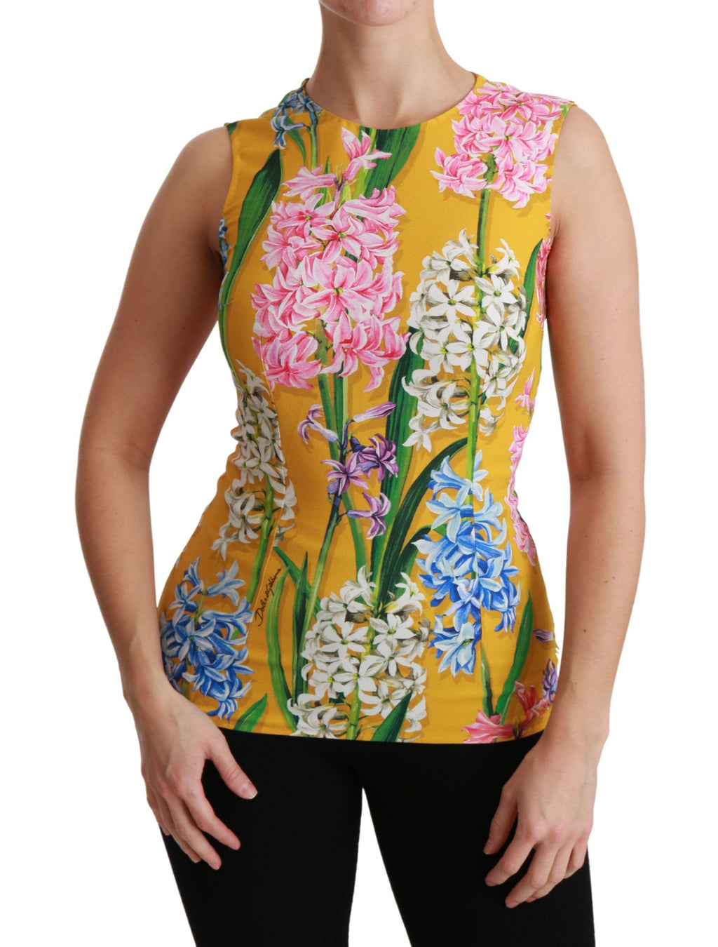 Dolce & Gabbana Gelbes Floral Stretch Top Tank Bluse