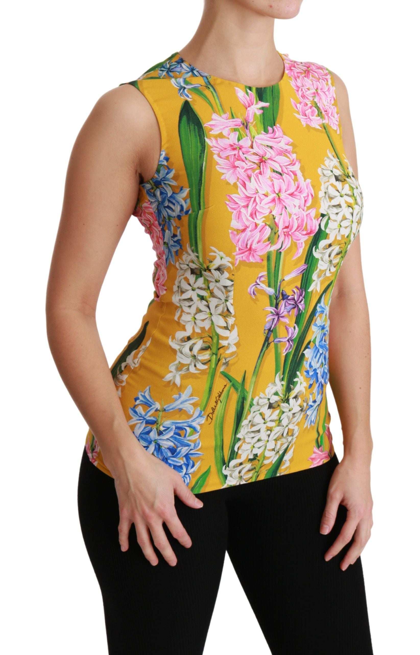 Dolce & Gabbana Gelbes Floral Stretch Top Tank Bluse