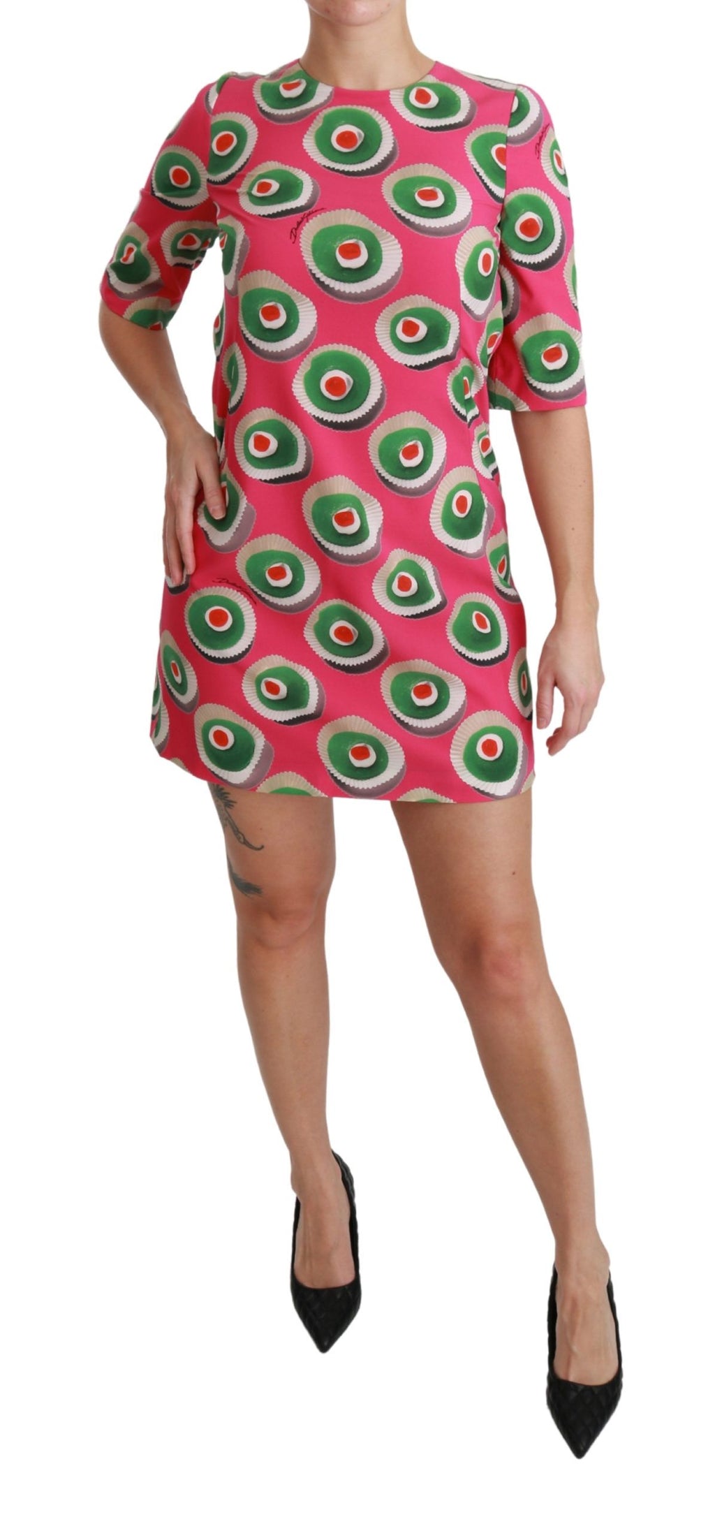 Dolce & Gabbana Rosa Seiden Cup Cake Shift Stretch Kleid