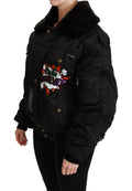 Dolce & Gabbana Schwarze Queen Crown Pailletten-Bomberjacke