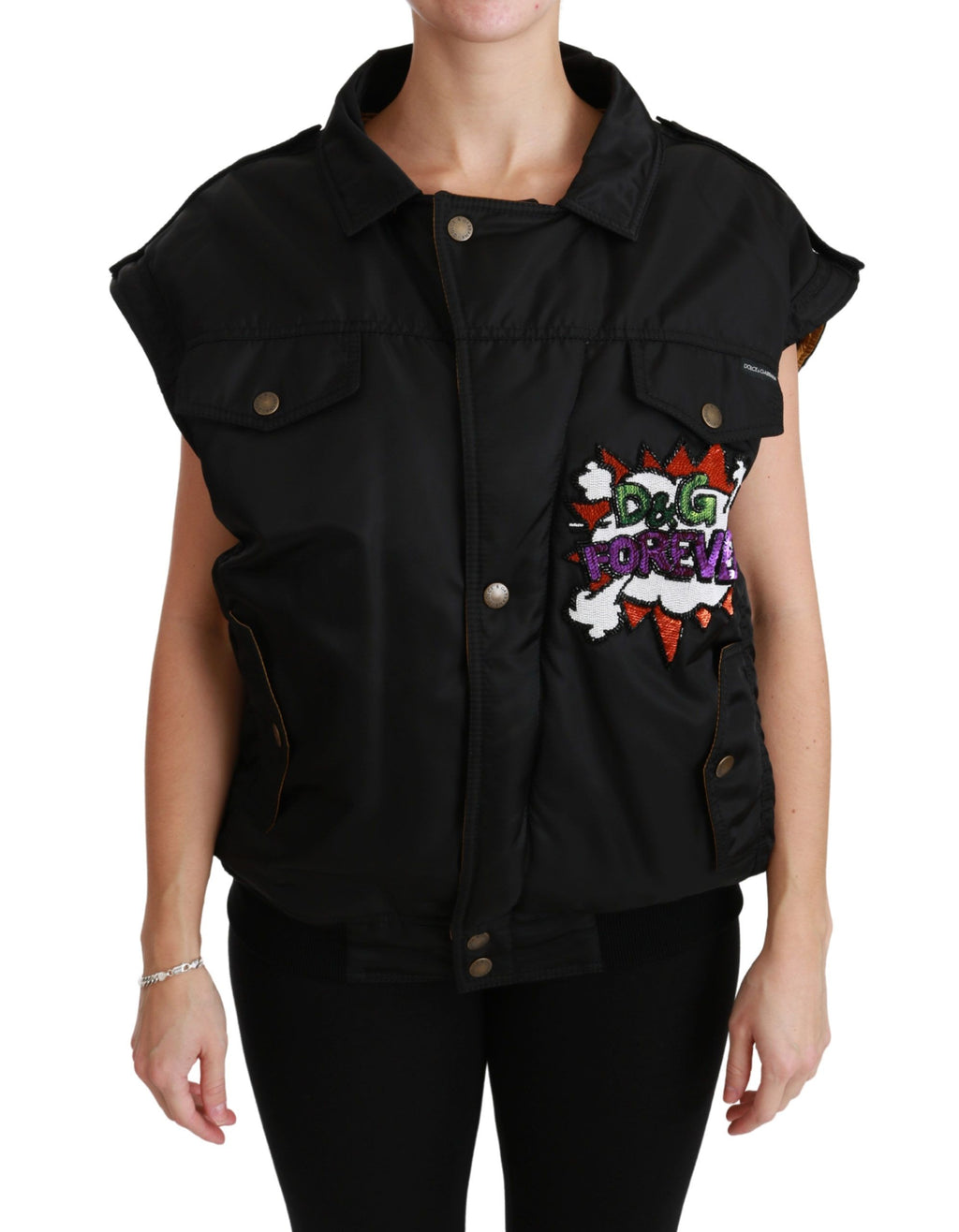 Dolce & Gabbana Schwarze Queen Crown Pailletten-Bomberjacke