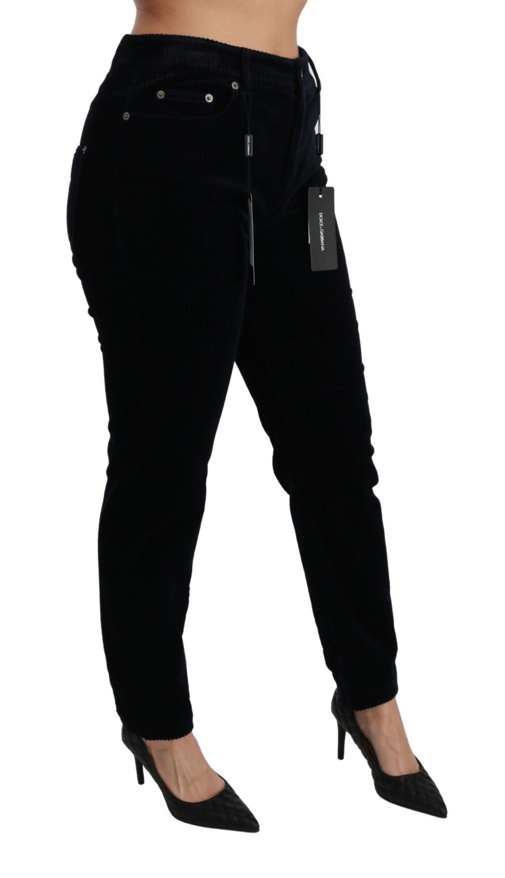 Dolce & Gabbana Blaue Cordhosen mit mittlerer Taille Skinny Hosen Jeans