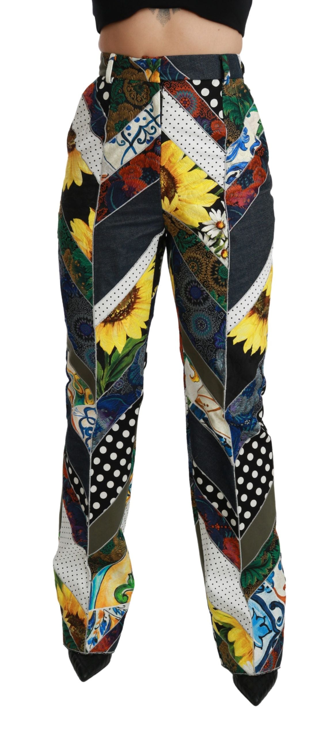 Dolce & Gabbana Multicolor Druck Hohe Taille Gerade Hose