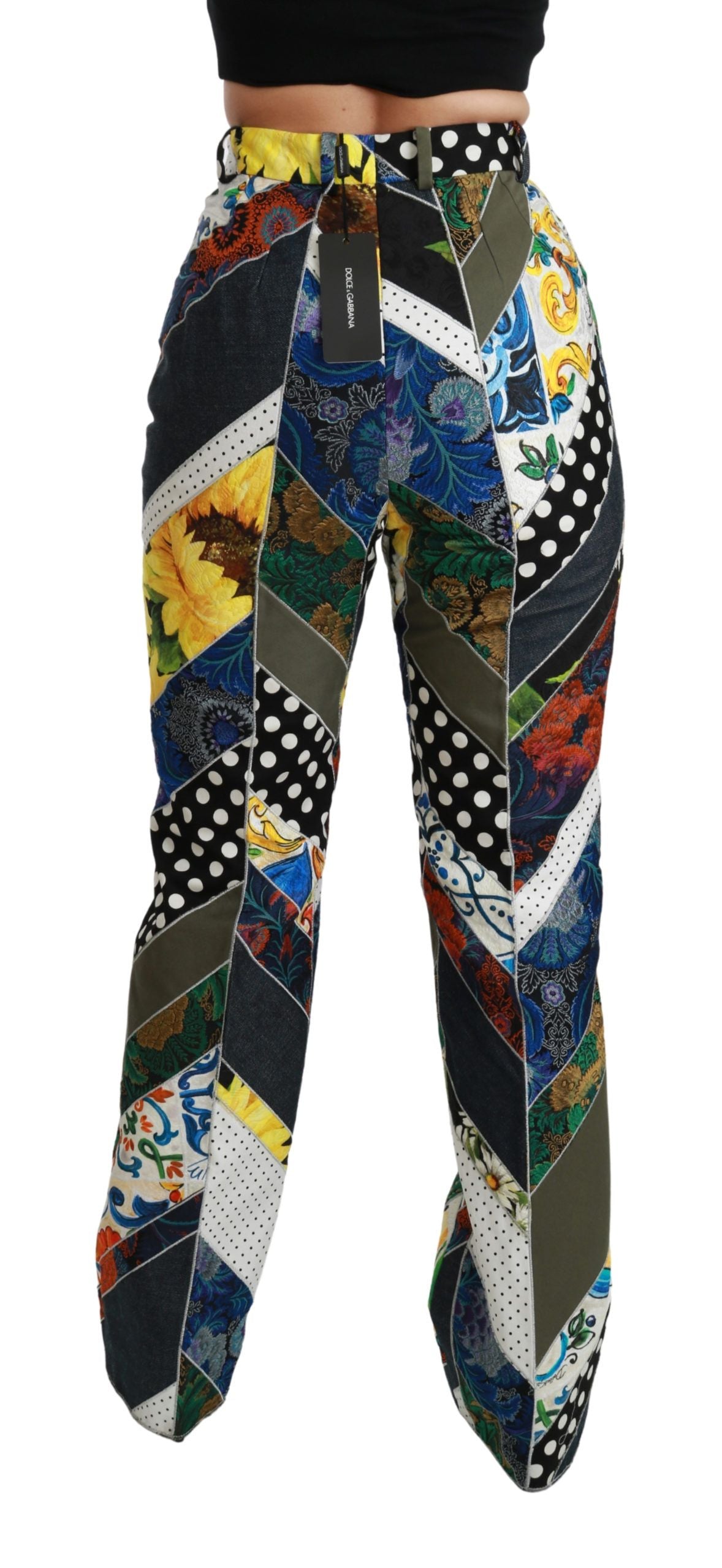 Dolce & Gabbana Multicolor Druck Hohe Taille Gerade Hose