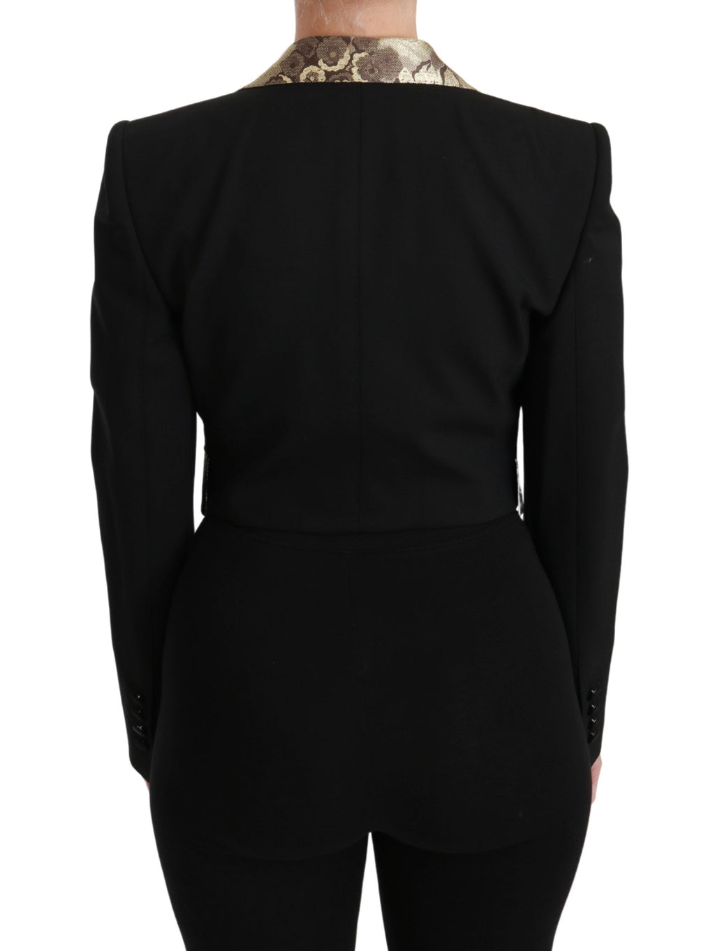 Dolce & Gabbana Schwarze Jacquard-Weste Blazermantel Wolljacke