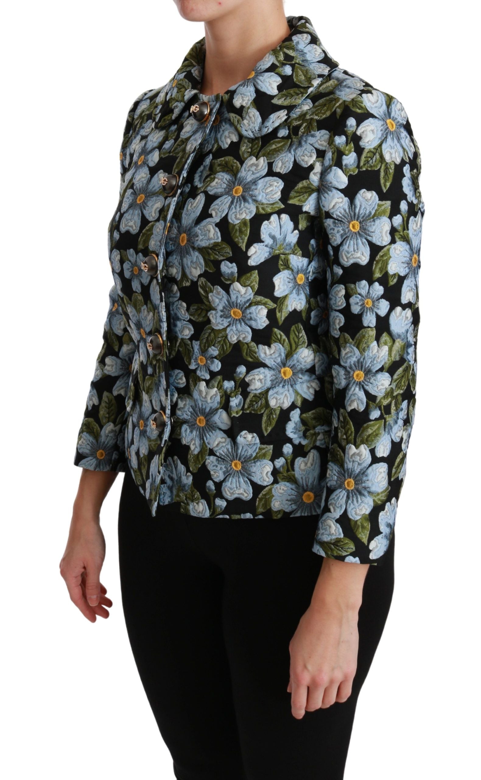Dolce & Gabbana Multicolor Floral Blazer Mantel Polyester Jacke