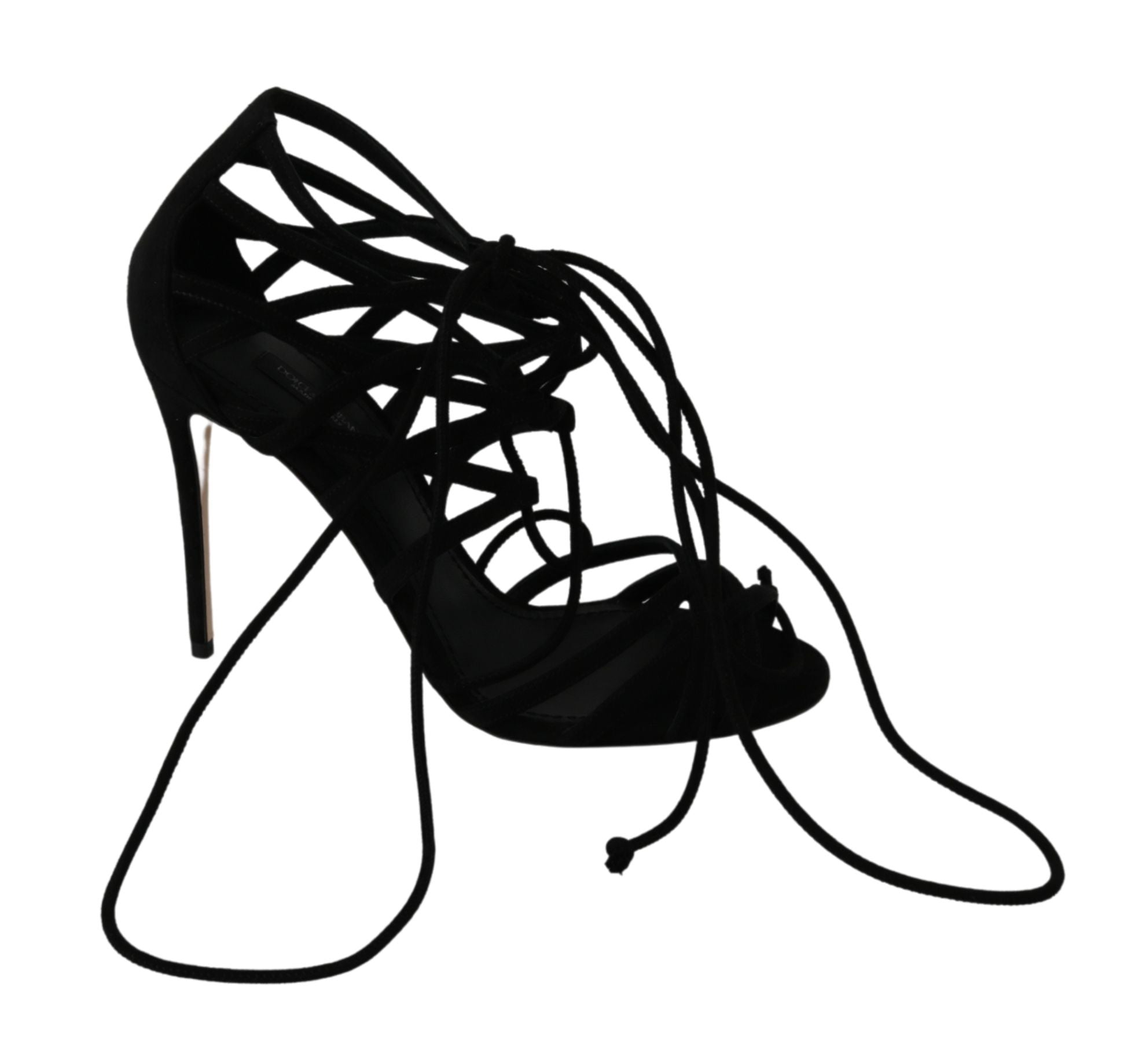 Dolce & Gabbana Schwarz Wildleder Riemen Stilettos Schuhe Sandalen
