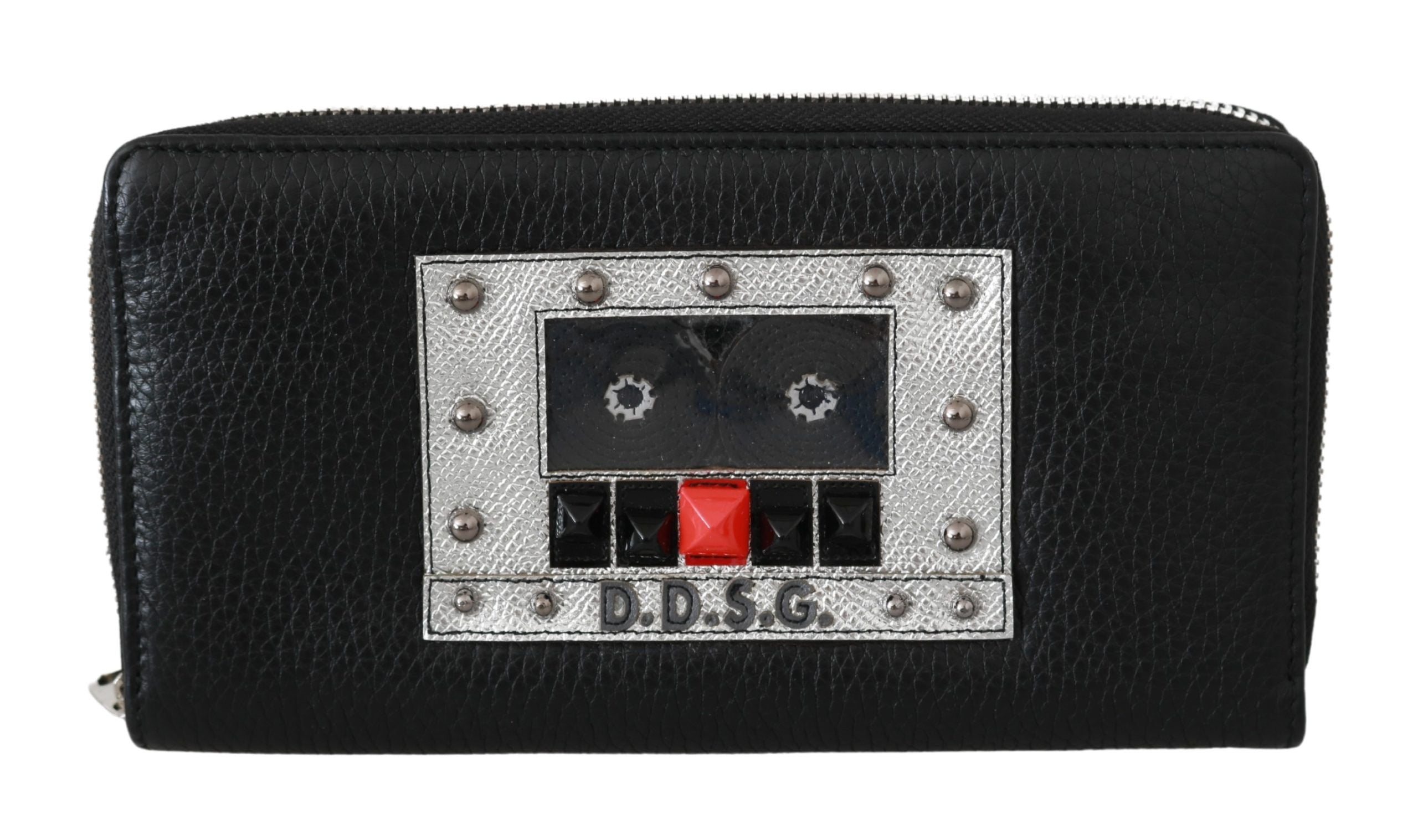 Dolce & Gabbana Schwarzer Herren-Reißverschluss Continental Geldbörse 100% Leder Brieftasche