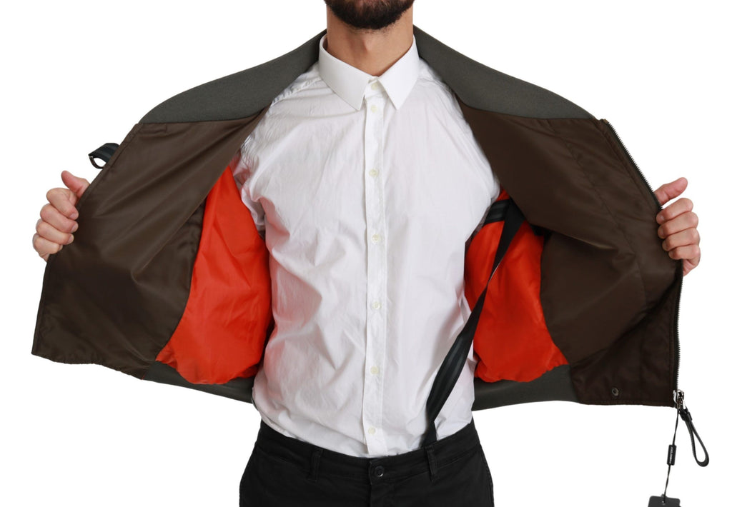 Dolce & Gabbana Braune Perlenkrone Totenkopf Logo Jacke