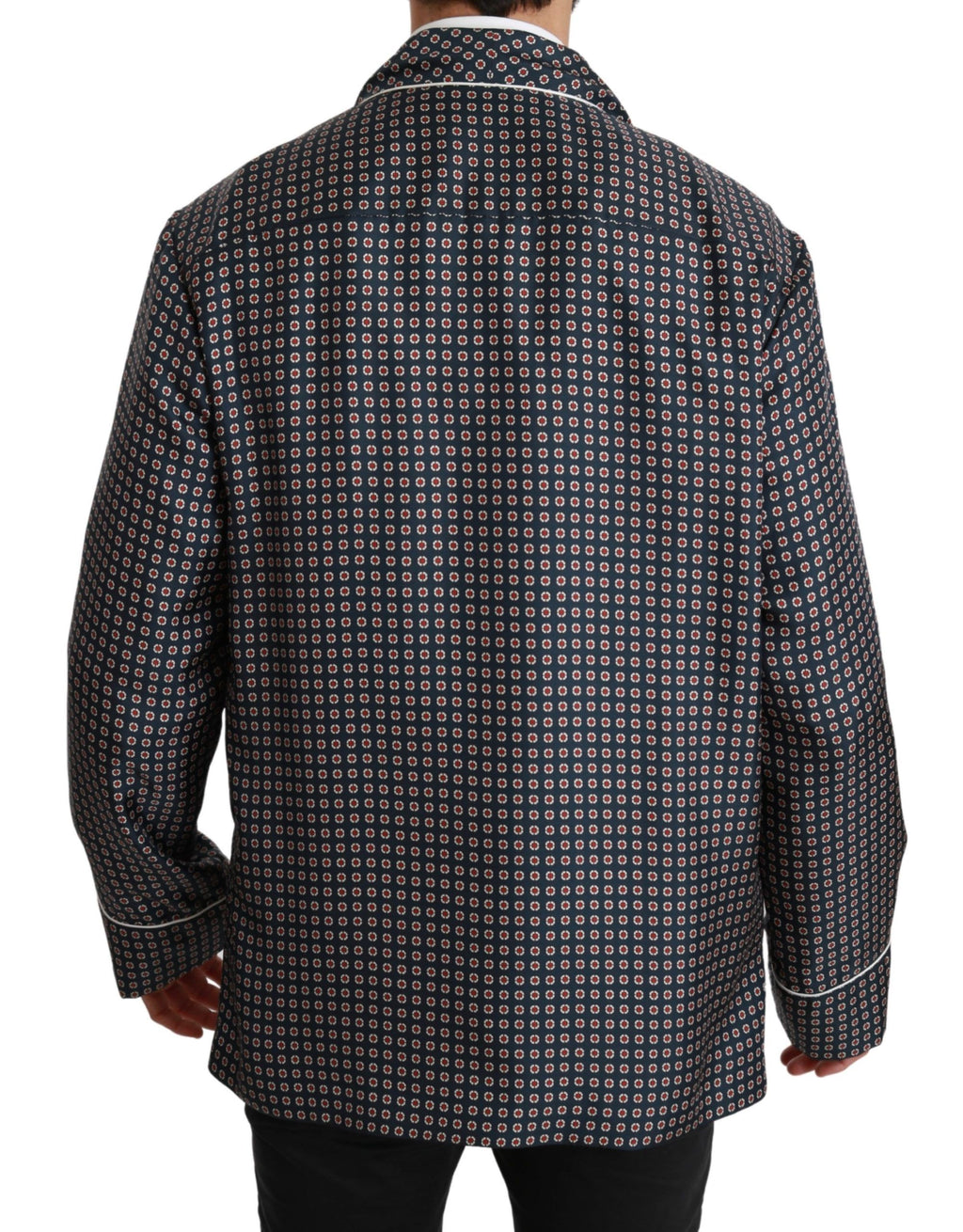 Dolce & Gabbana Marineblauer gemusterter Zweireiher Mantel Jacke