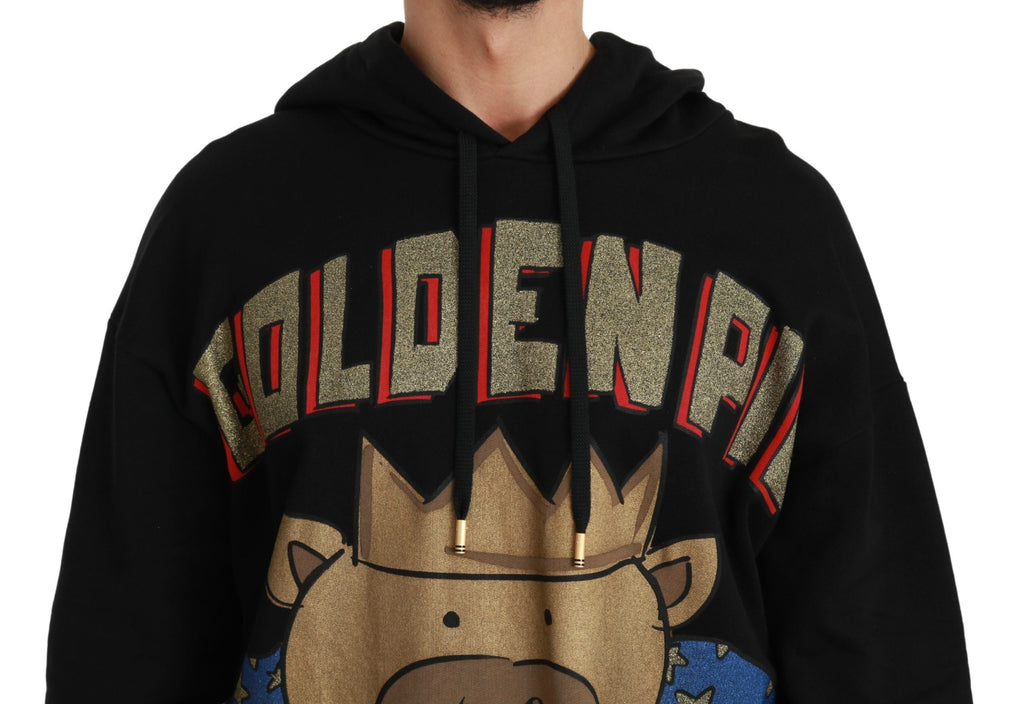 Dolce & Gabbana Schwarzer Pullover Schwein des Jahres mit Kapuze