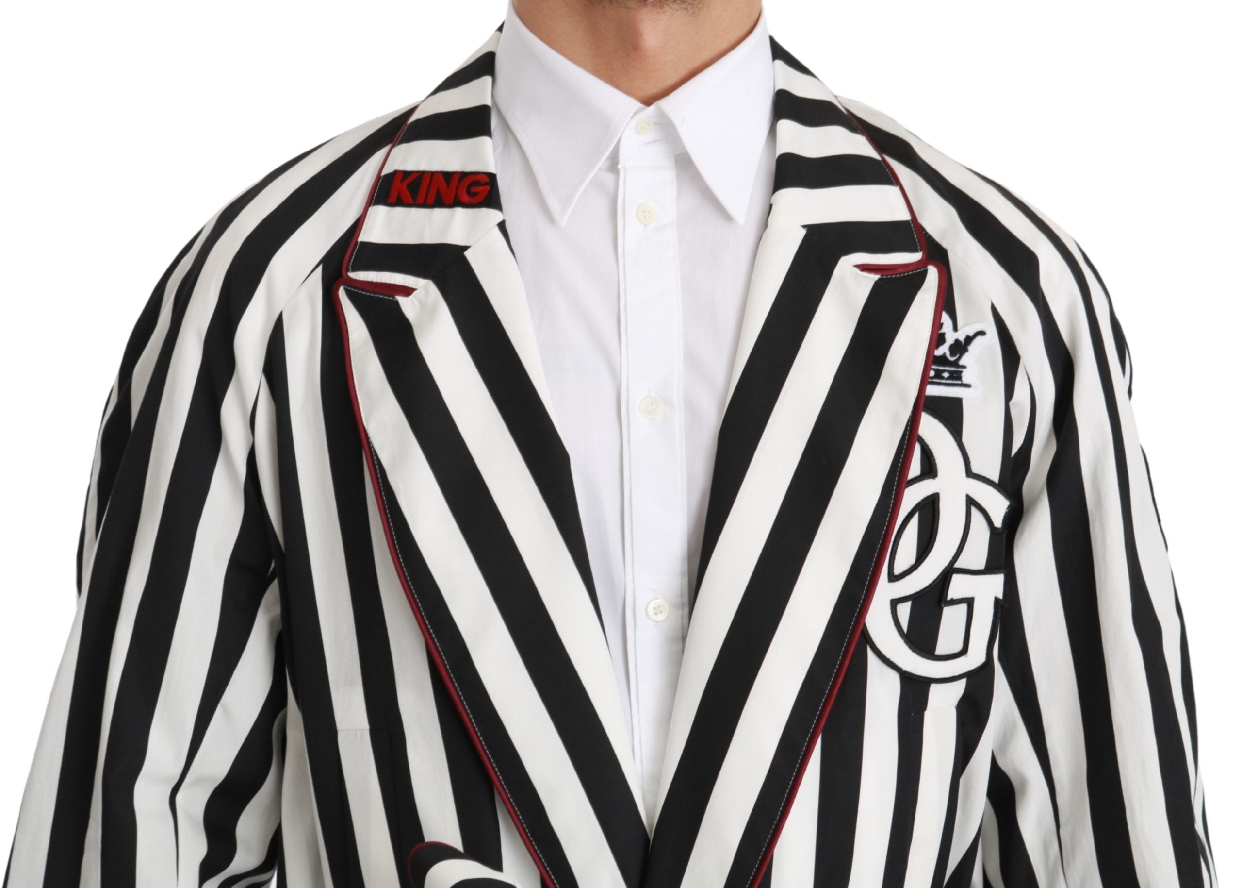 Dolce & Gabbana Schwarzer Mantel Nachthemd Weißer Baumwollmantel