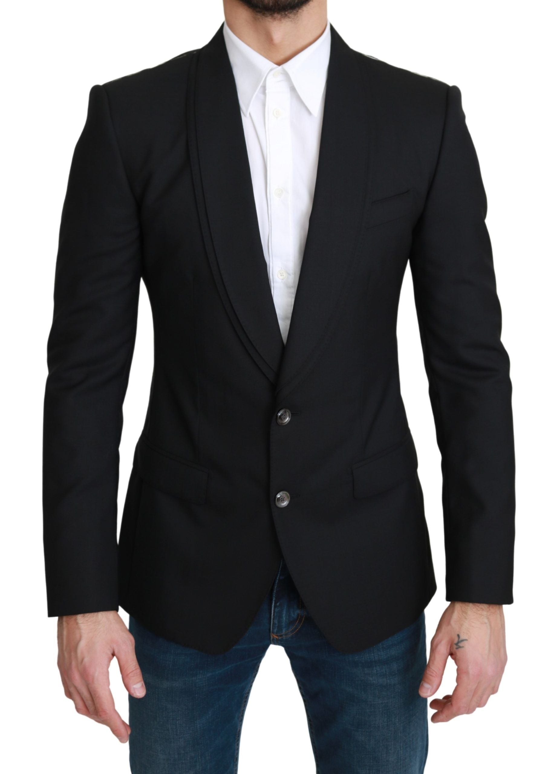 Dolce & Gabbana Schwarzer einreihiger formeller Wollblazer