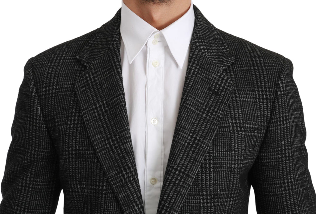 Dolce & Gabbana Graue karierte Jacke mit schmalem Schnitt Blazer