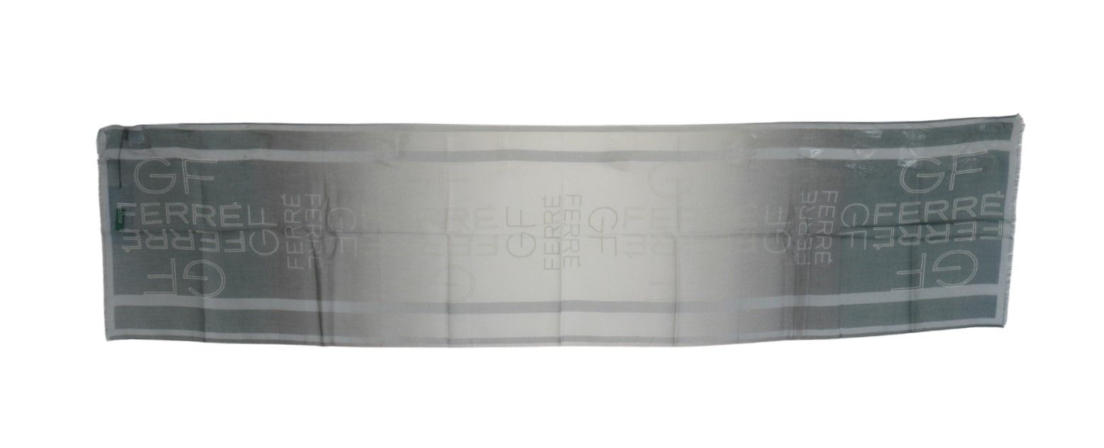 GF Ferre Grauer Woll-Viskose Foulard gemusterter Markenschal