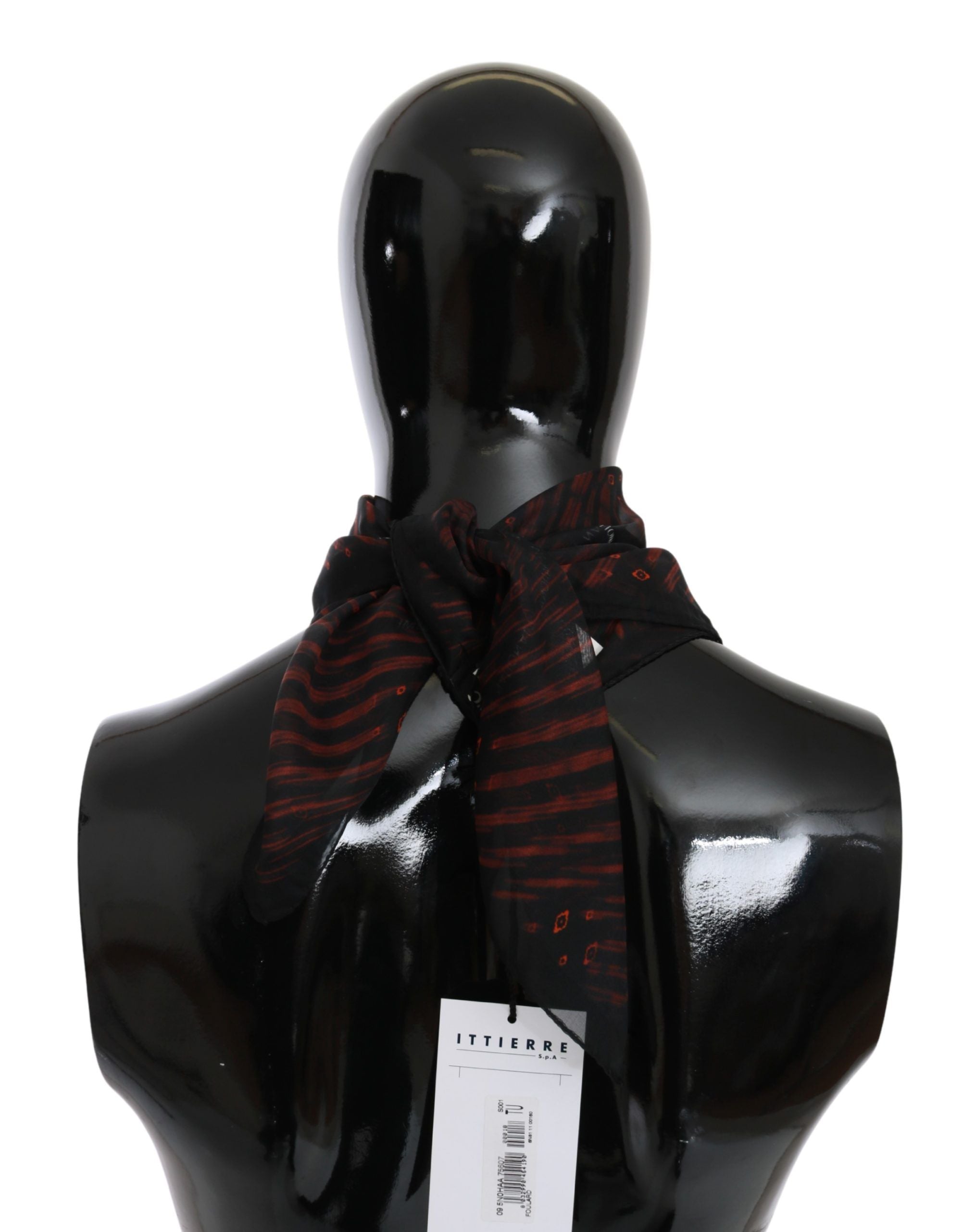 Costume National Schwarz Orange 100% Seide Markenschal