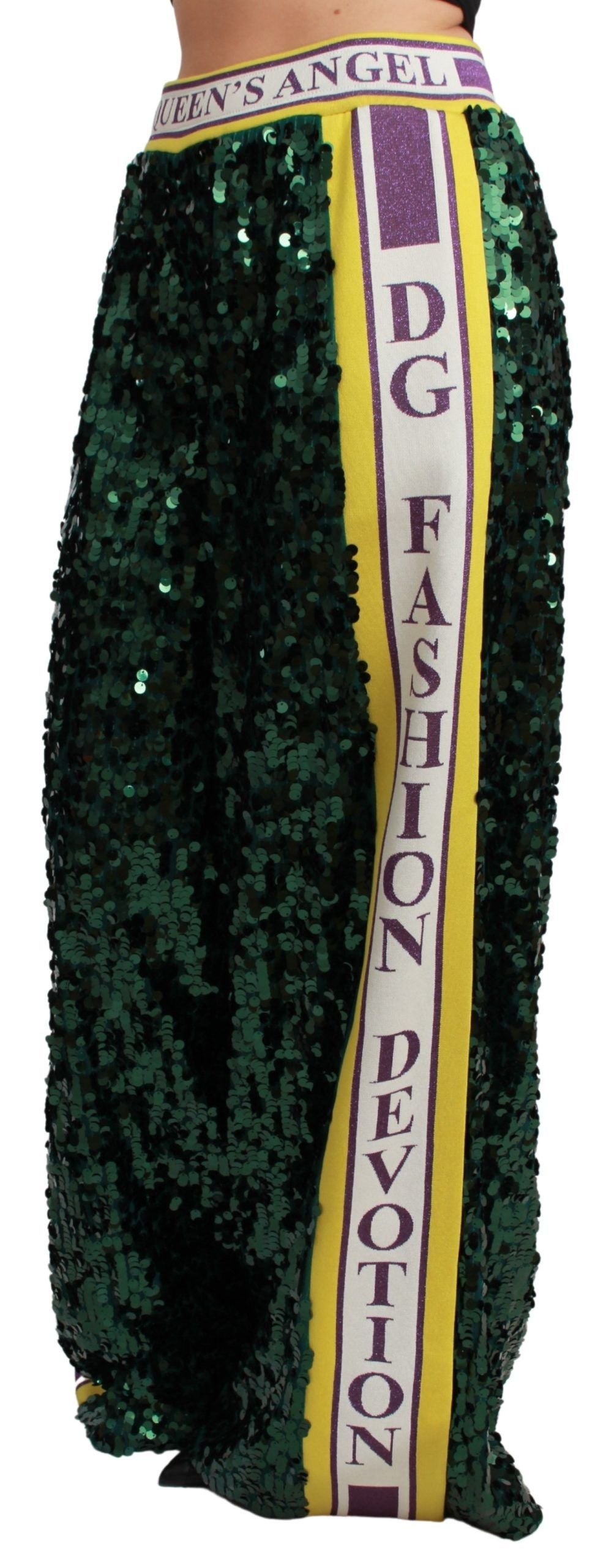 Dolce & Gabbana Grüne Paillettenhosen Queens Angel Pants