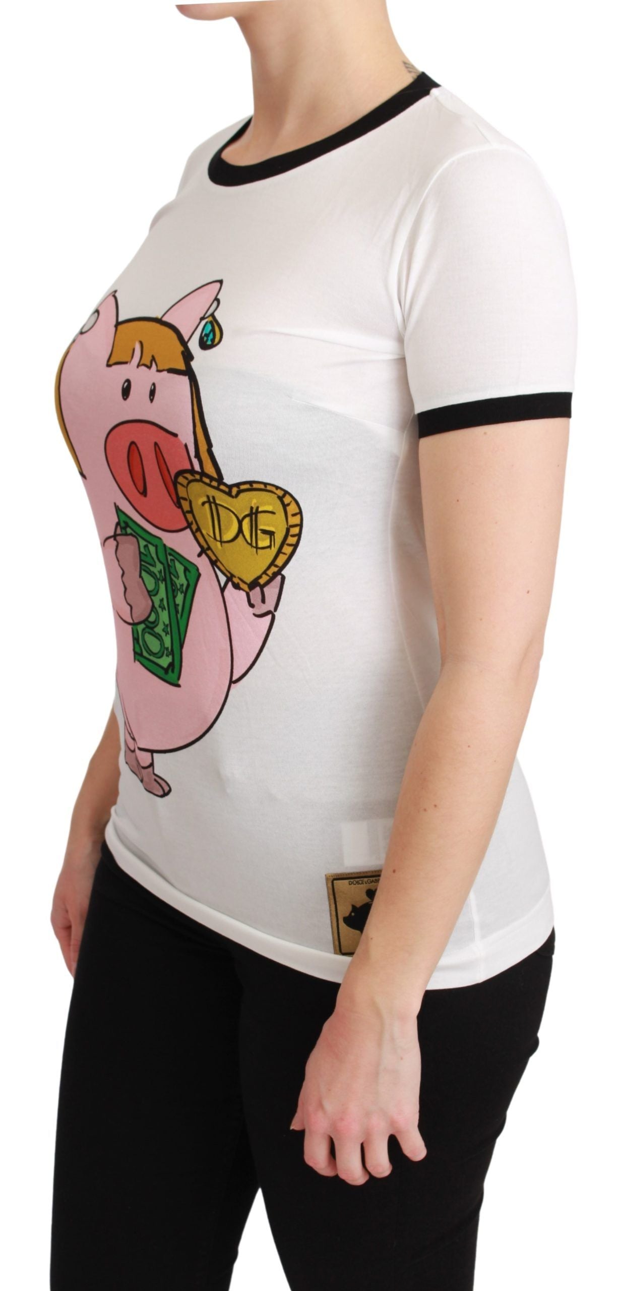 Dolce & Gabbana Weißes YEAR OF THE PIG Top Baumwoll-T-Shirt