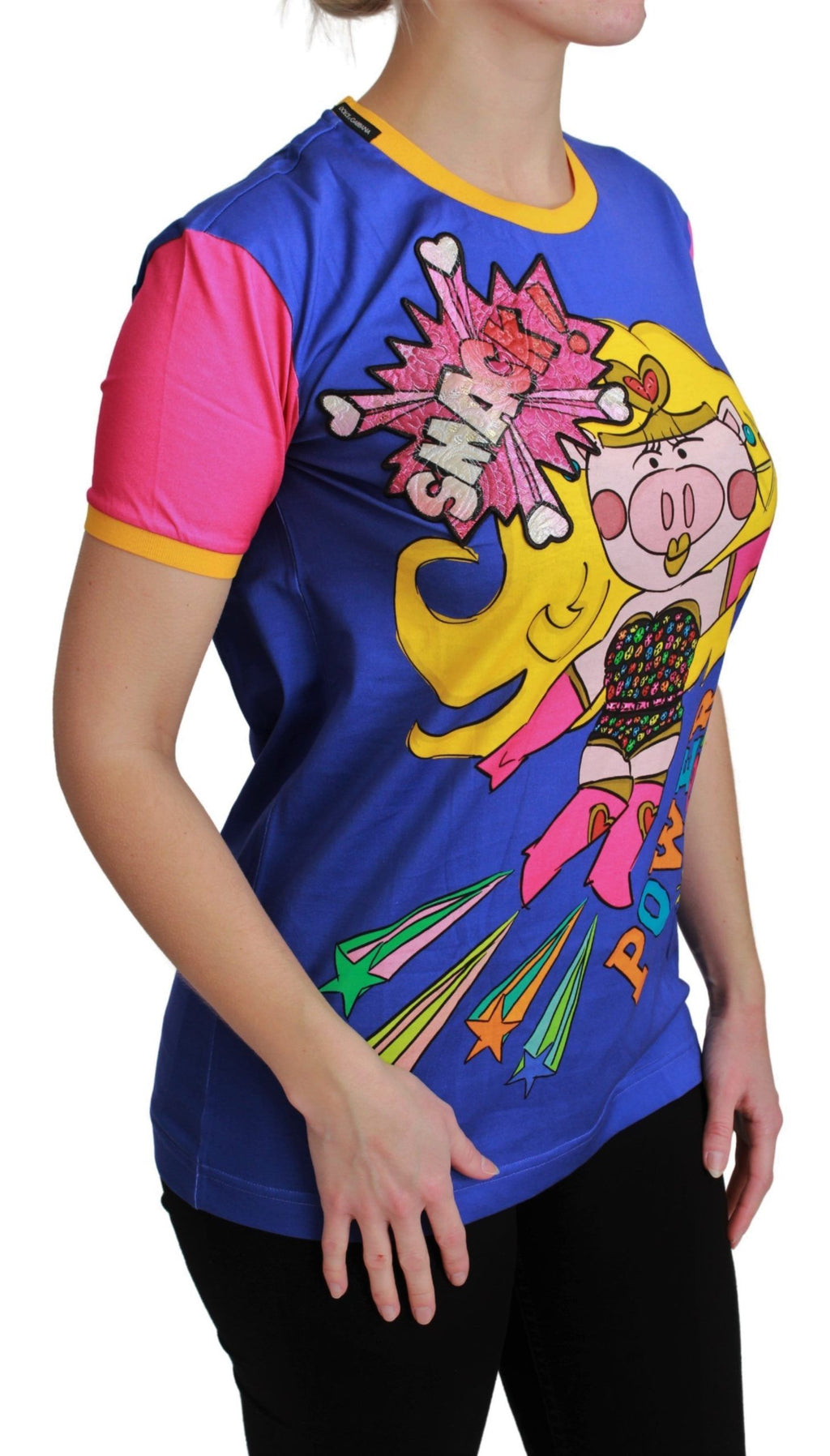 Dolce & Gabbana Lila PIG SUPERGIRL Top Baumwoll-T-Shirt
