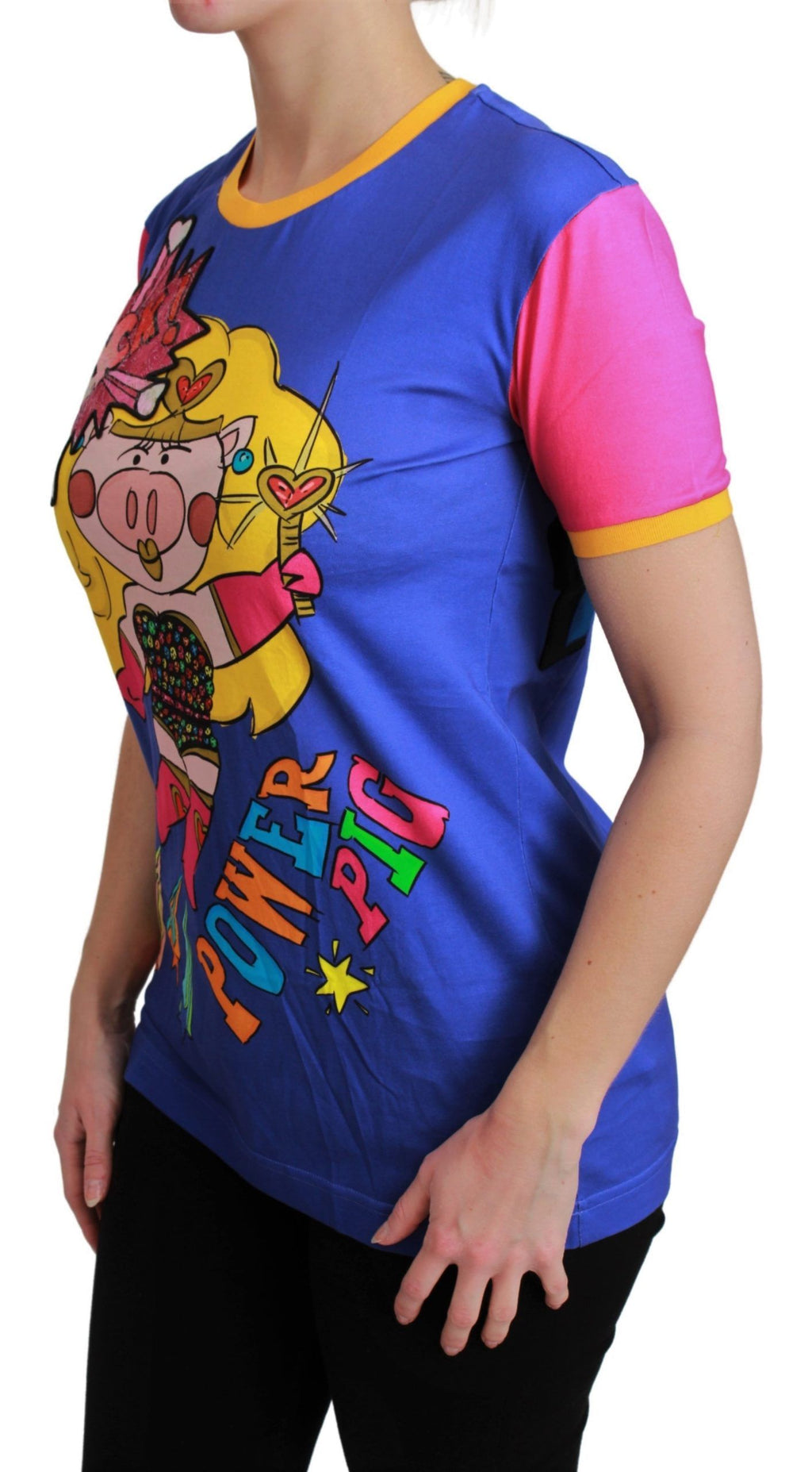 Dolce & Gabbana Lila PIG SUPERGIRL Top Baumwoll-T-Shirt