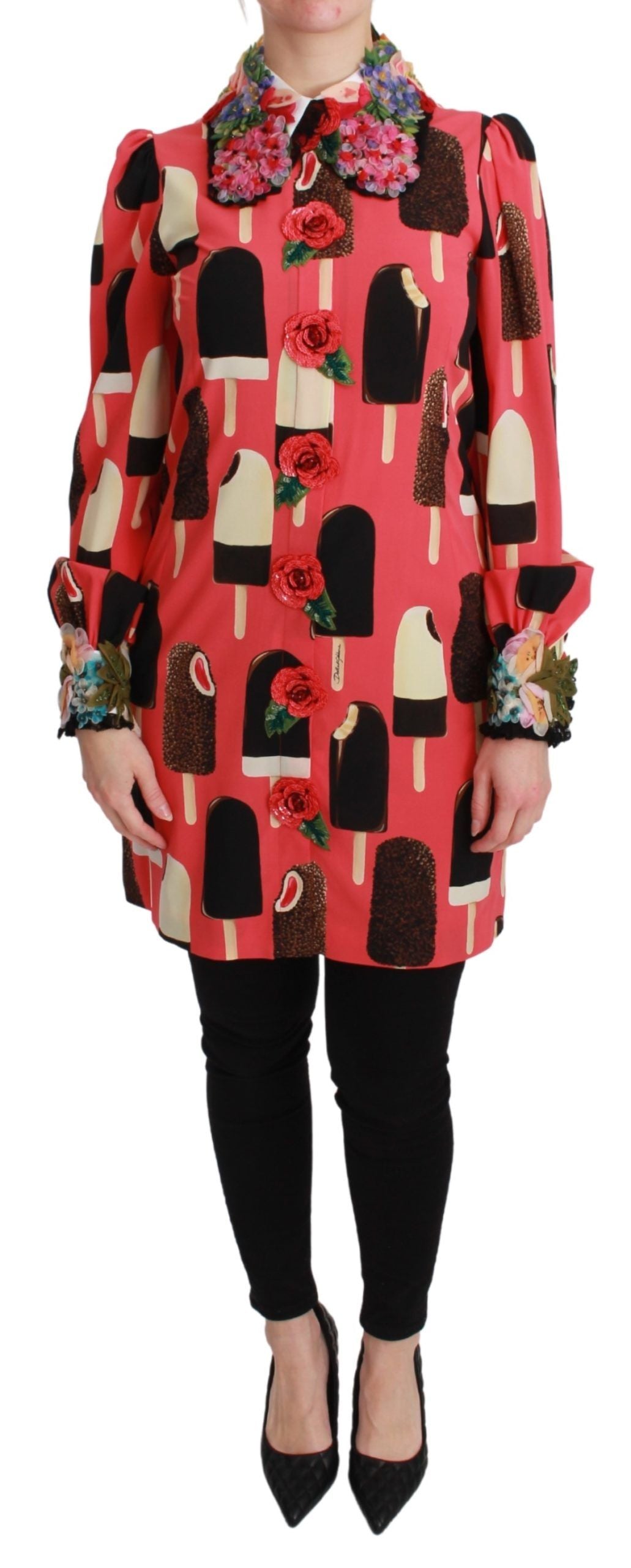 Dolce & Gabbana Rosa Eiscreme-Rosen Paillettenkleid