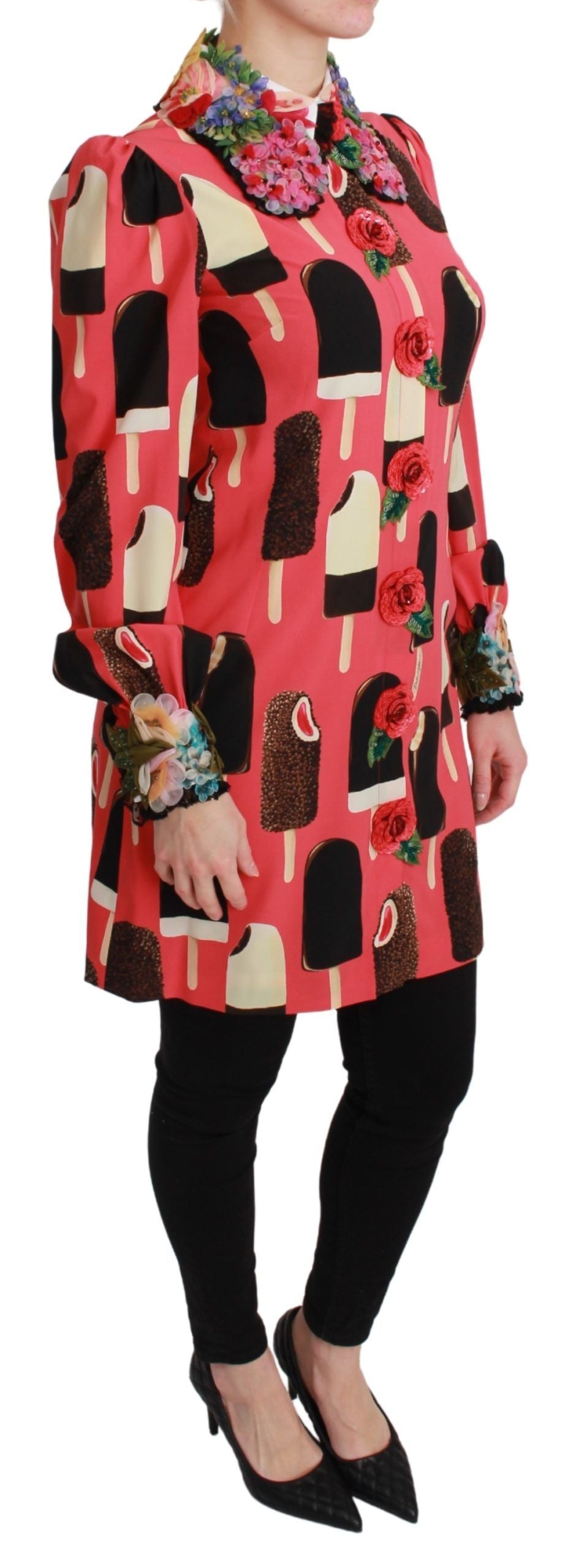 Dolce & Gabbana Rosa Eiscreme-Rosen Paillettenkleid