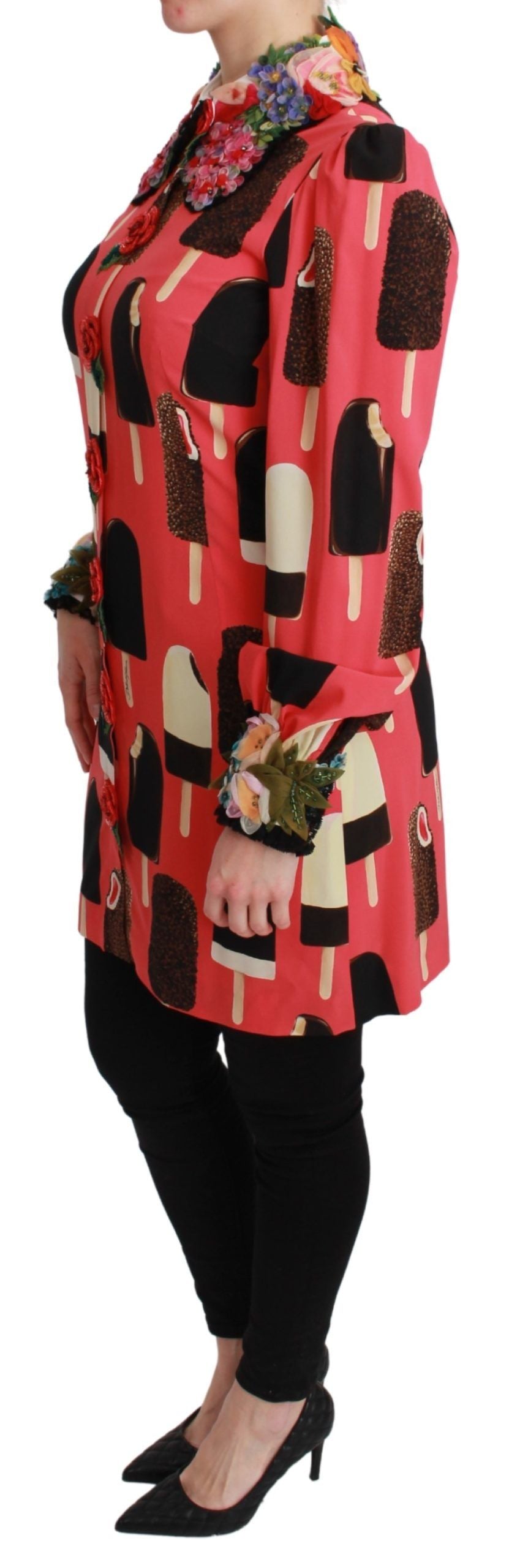 Dolce & Gabbana Rosa Eiscreme-Rosen Paillettenkleid