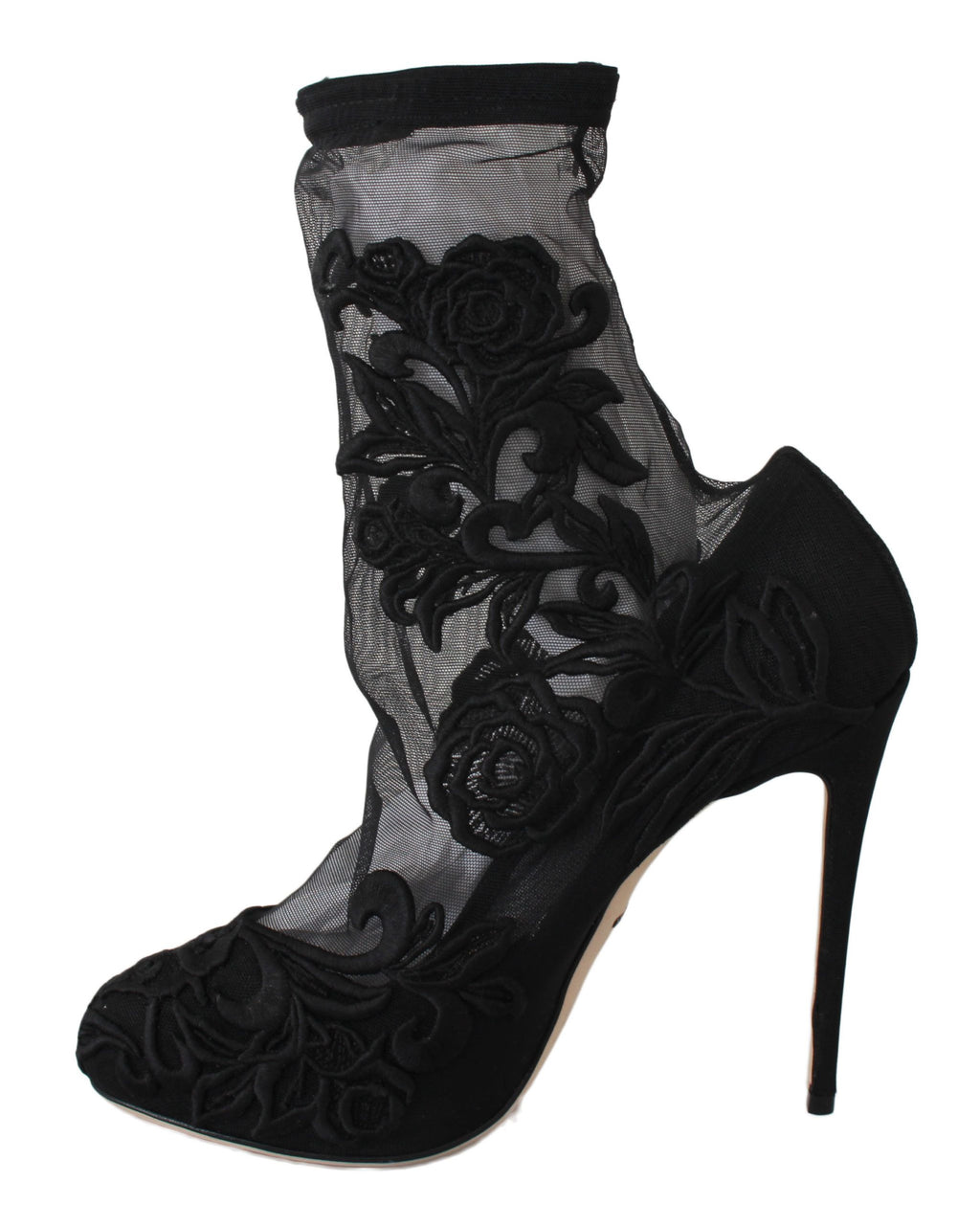Dolce & Gabbana Schwarz Rosen Stilettos Booties Socken Schuhe