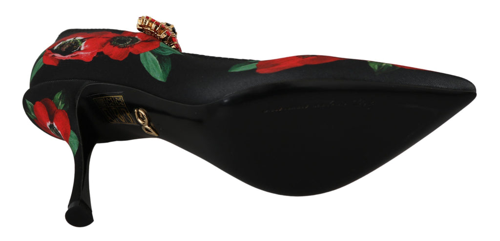 Dolce & Gabbana Schwarz Rot Floral Mary Janes Pumps Schuhe