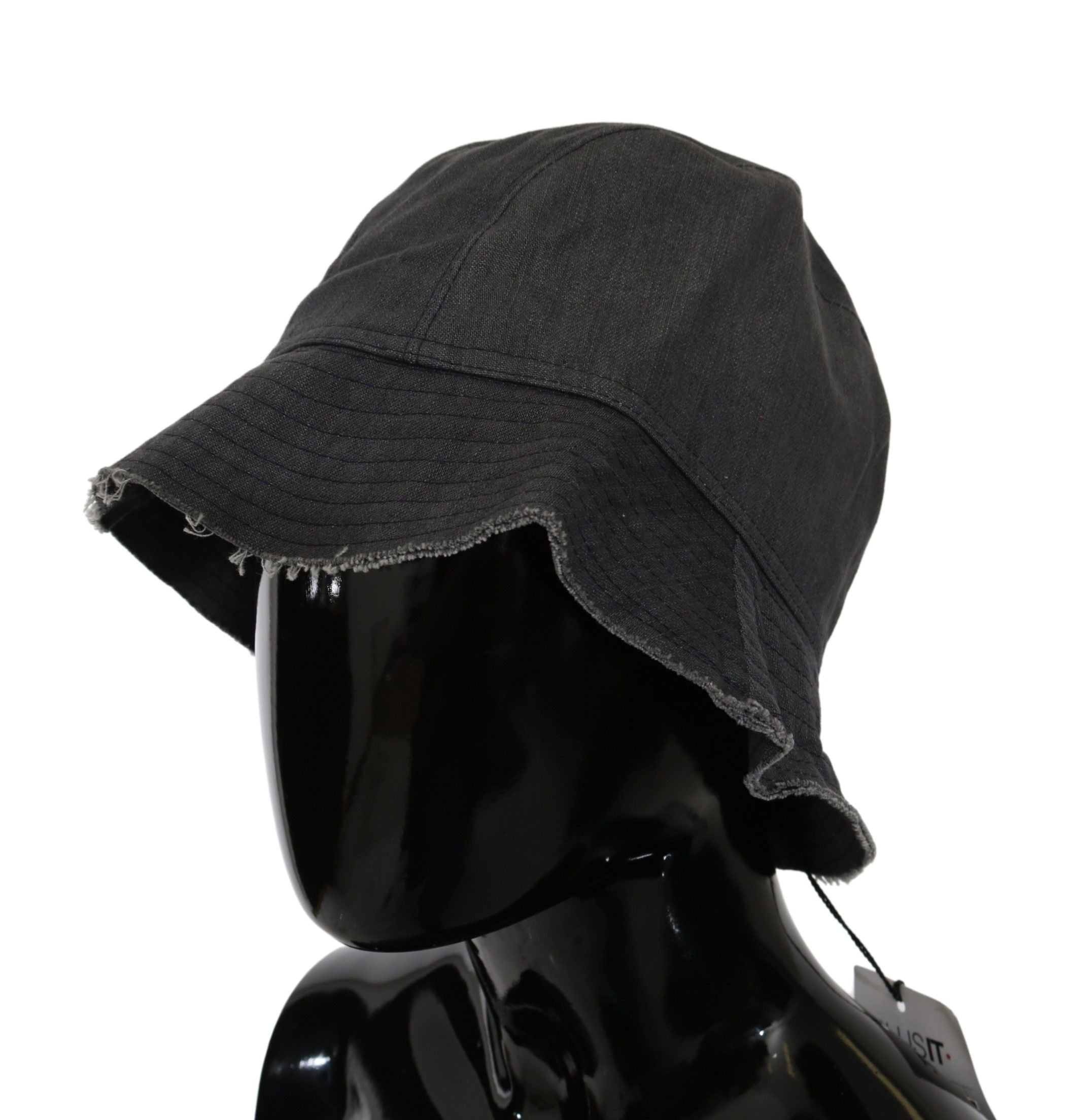 Costume National Schwarz gewaschene breite Krempe Outdoor Eimer Hut