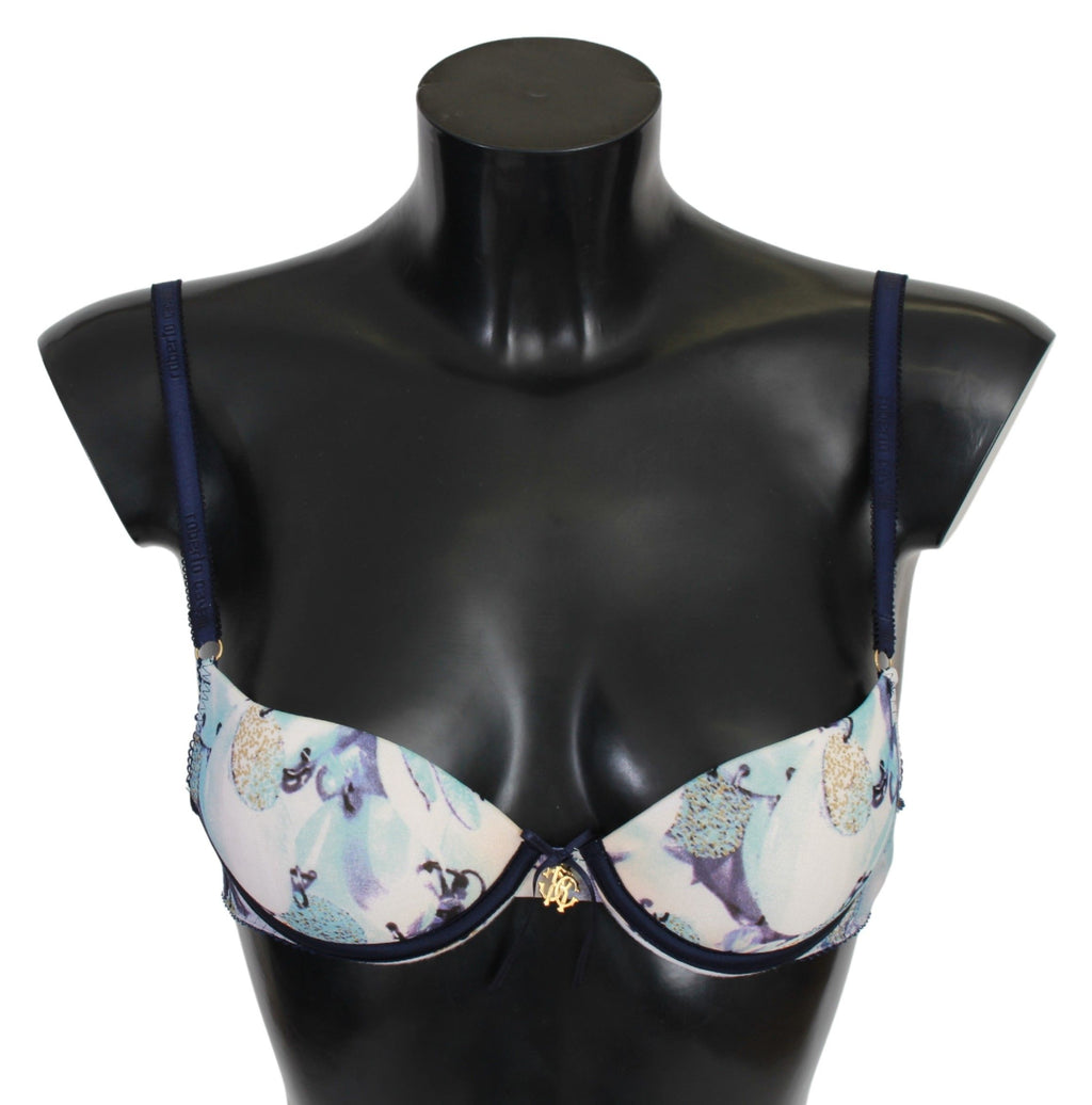 Roberto Cavalli Blau bedruckter Nylon Reggiseno BH Unterwäsche