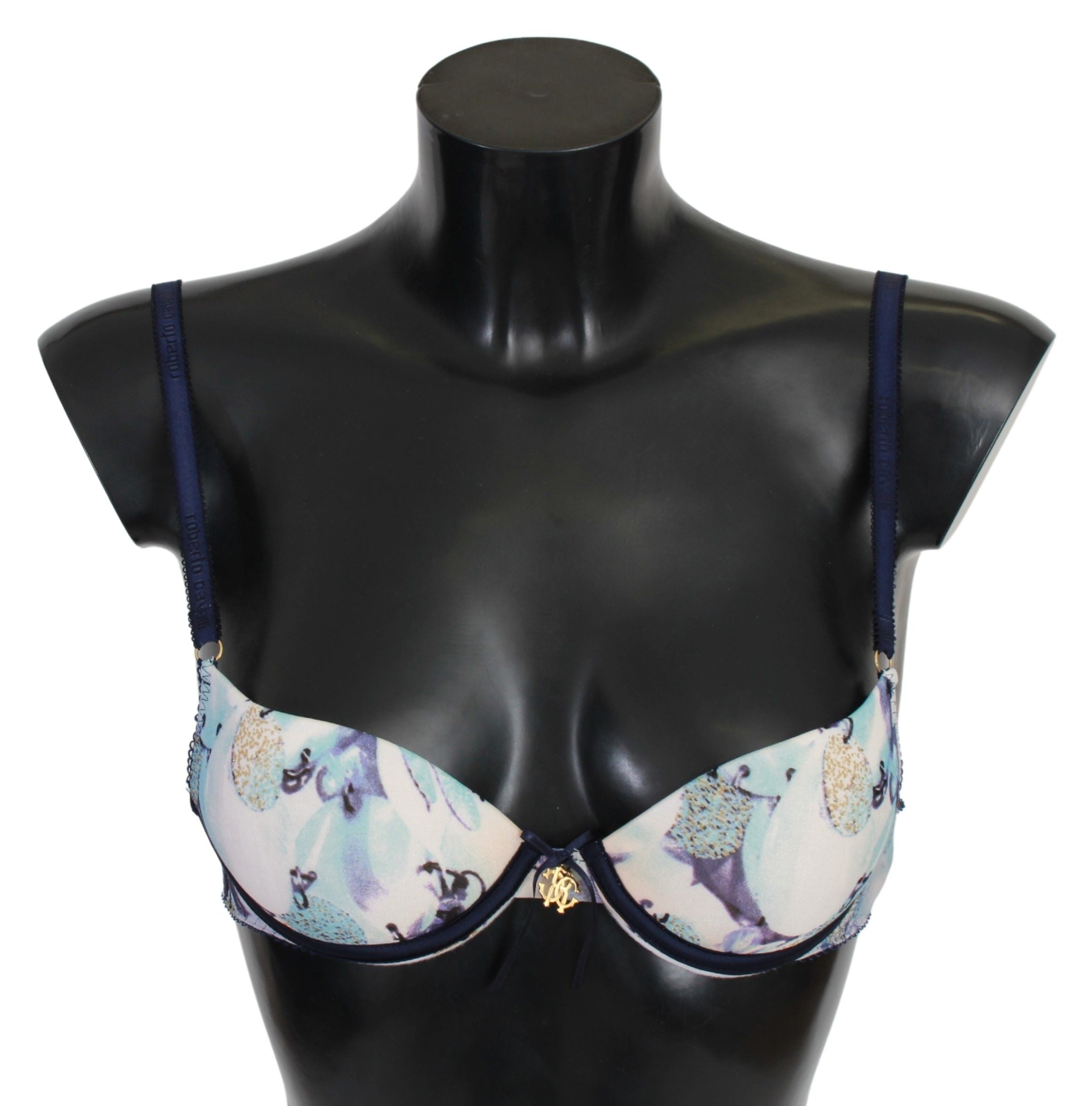 Roberto Cavalli Blau bedruckter Nylon Reggiseno BH Unterwäsche