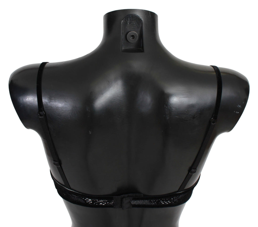 Ermanno Scervino Schwarzer Mesh Balconcino BH Nylon Unterwäsche