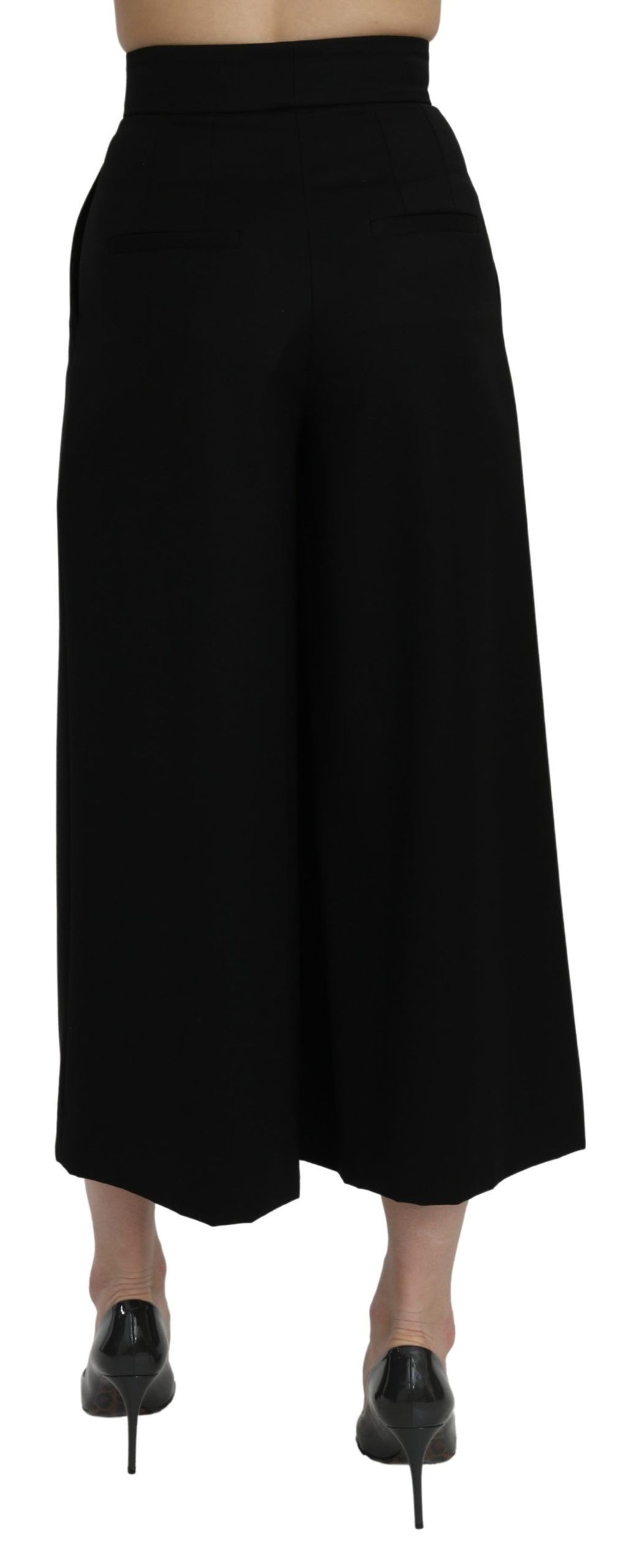 Dolce & Gabbana Schwarze Hose mit hoher Taille und weitem Bein