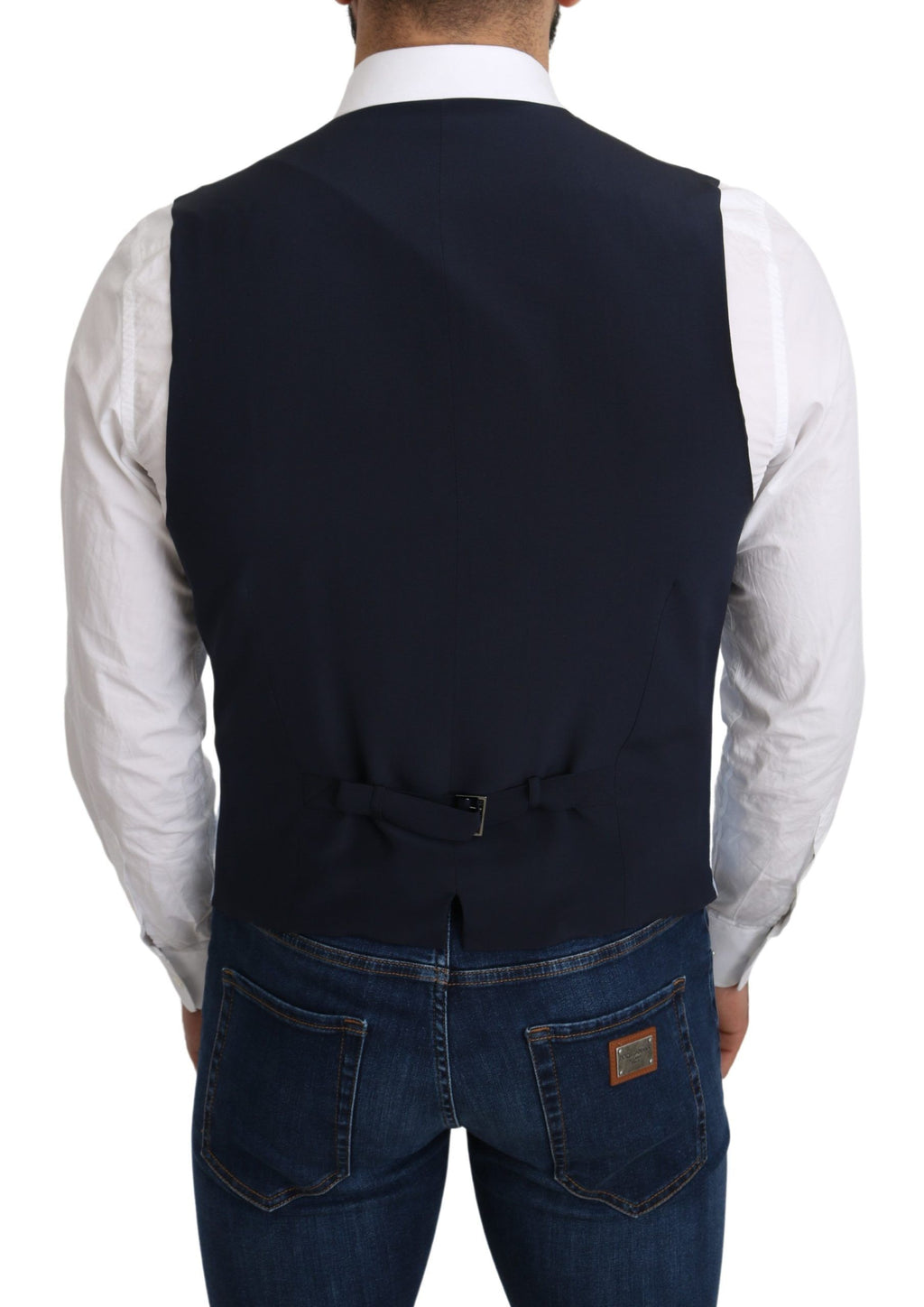 Dolce & Gabbana Blauer Viskose-Stretch-Mantel, formelle Weste