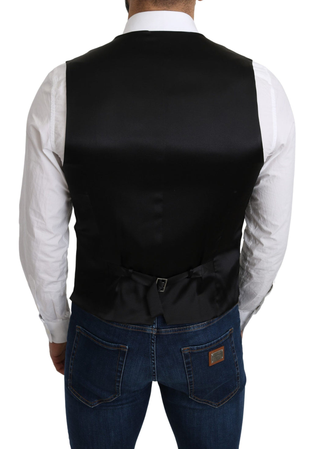 Dolce & Gabbana Grauer formeller Mantel aus 100% Seide Weste