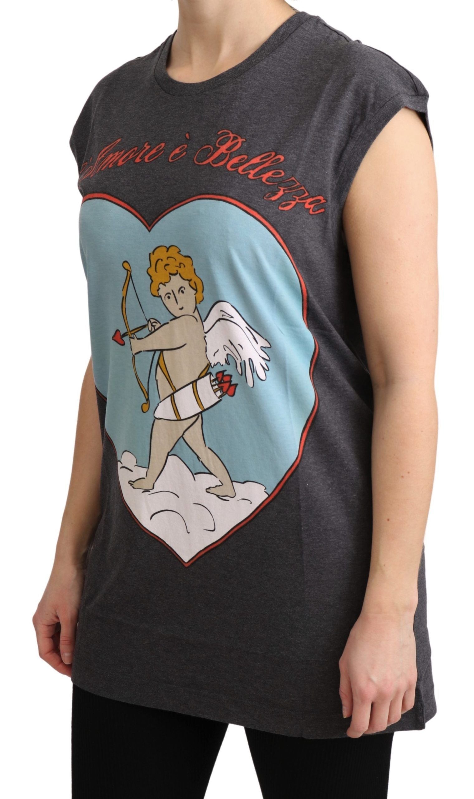 Dolce & Gabbana Graues Baumwolltop L' Amore Tank-T-Shirt