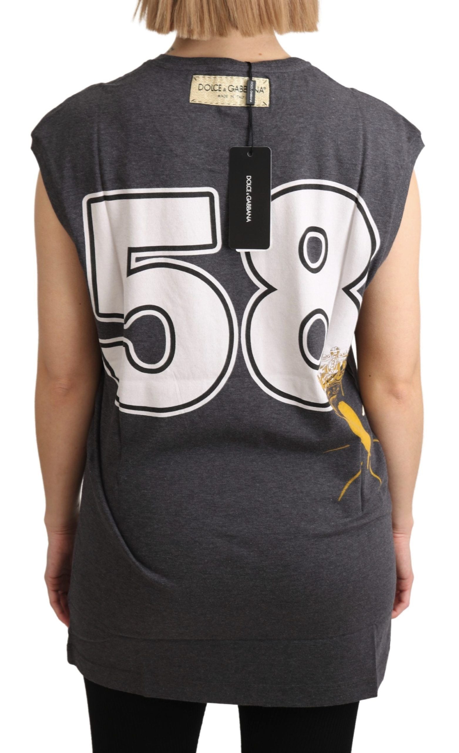 Dolce & Gabbana Graues Baumwolltop L' Amore Tank-T-Shirt