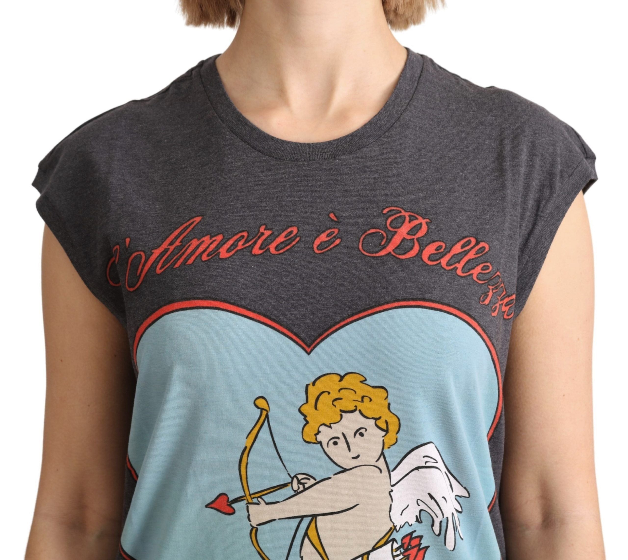 Dolce & Gabbana Graues Baumwolltop L' Amore Tank-T-Shirt