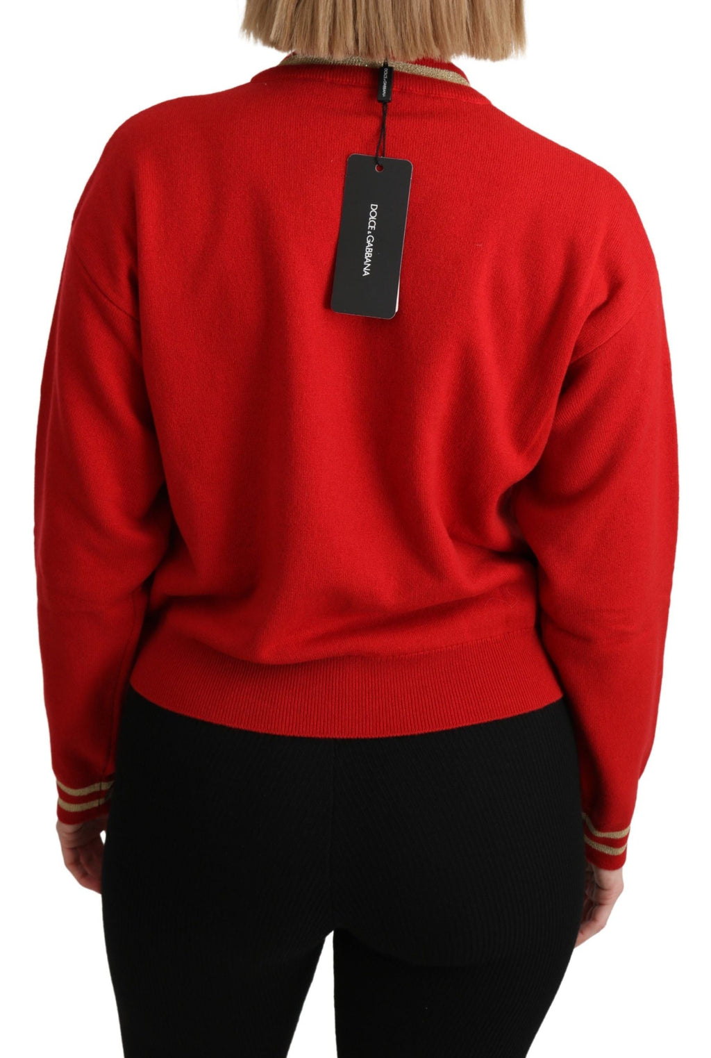 Dolce & Gabbana Roter Strickpullover aus Kaschmir in Cartoon-Optik