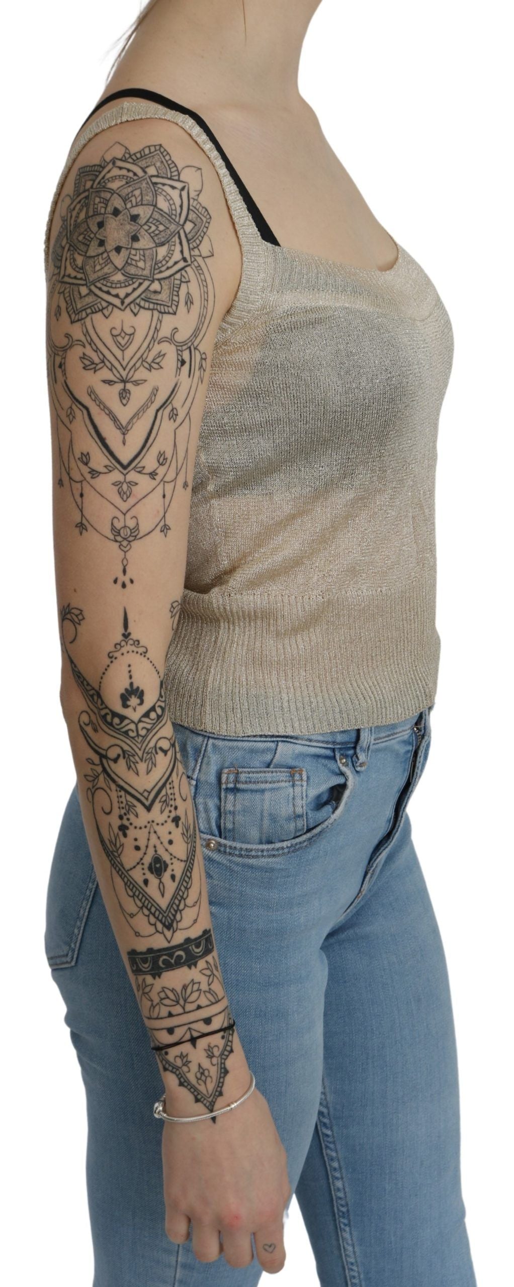 BYBLOS Beige Ärmelloses Spaghetti-Träger-Top mit Durchblick