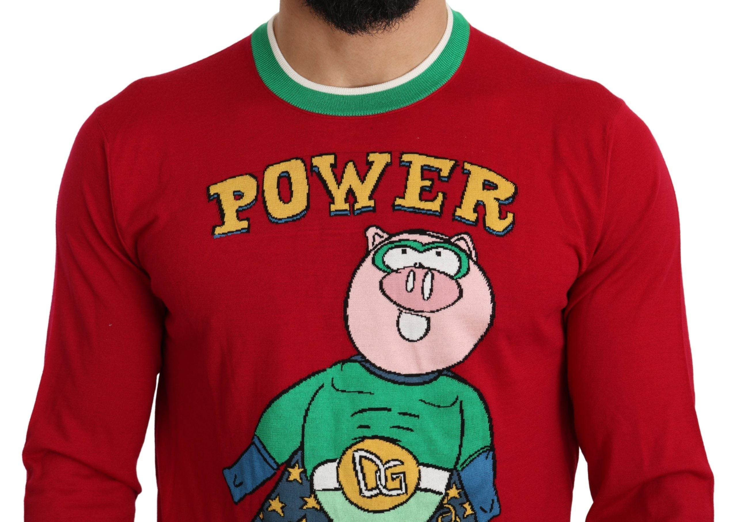 Dolce & Gabbana Roter Woll-Seiden-Pullover für das Schwein des Jahres
