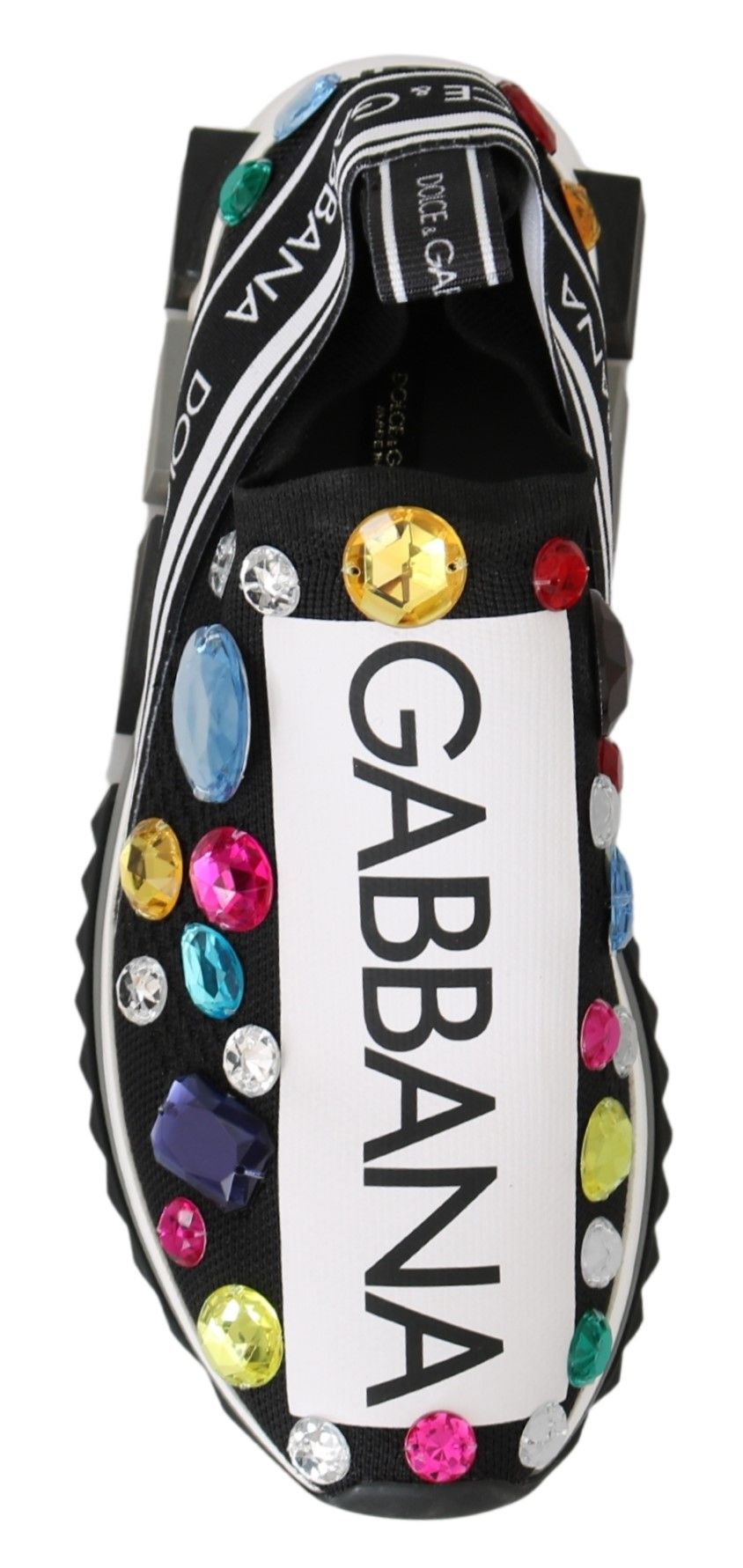 Dolce & Gabbana Schwarz Multicolor Crystal Sneakers Schuhe