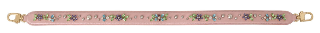 Dolce & Gabbana Rosa Leder Crystal Stud Accessoire Schulterriemen
